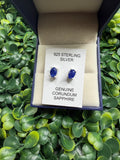 925 Sterling Silver and Blue Sapphire Earrings