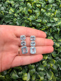New Stock- Sterling Silver Earrings w/ Blue Topaz and Diamond Chips