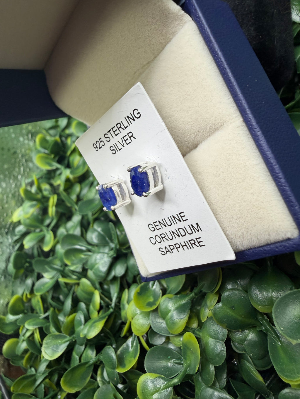 925 Sterling Silver and Blue Sapphire Earrings