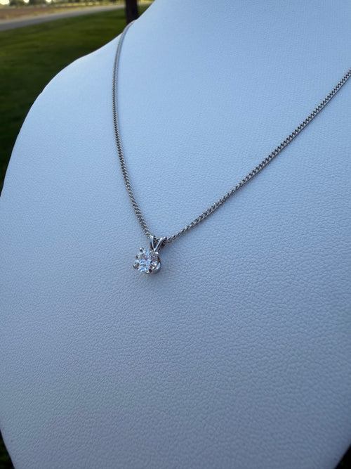 14k White Gold NATURAL Diamond 16inch Necklace w/ APPRAISAL!