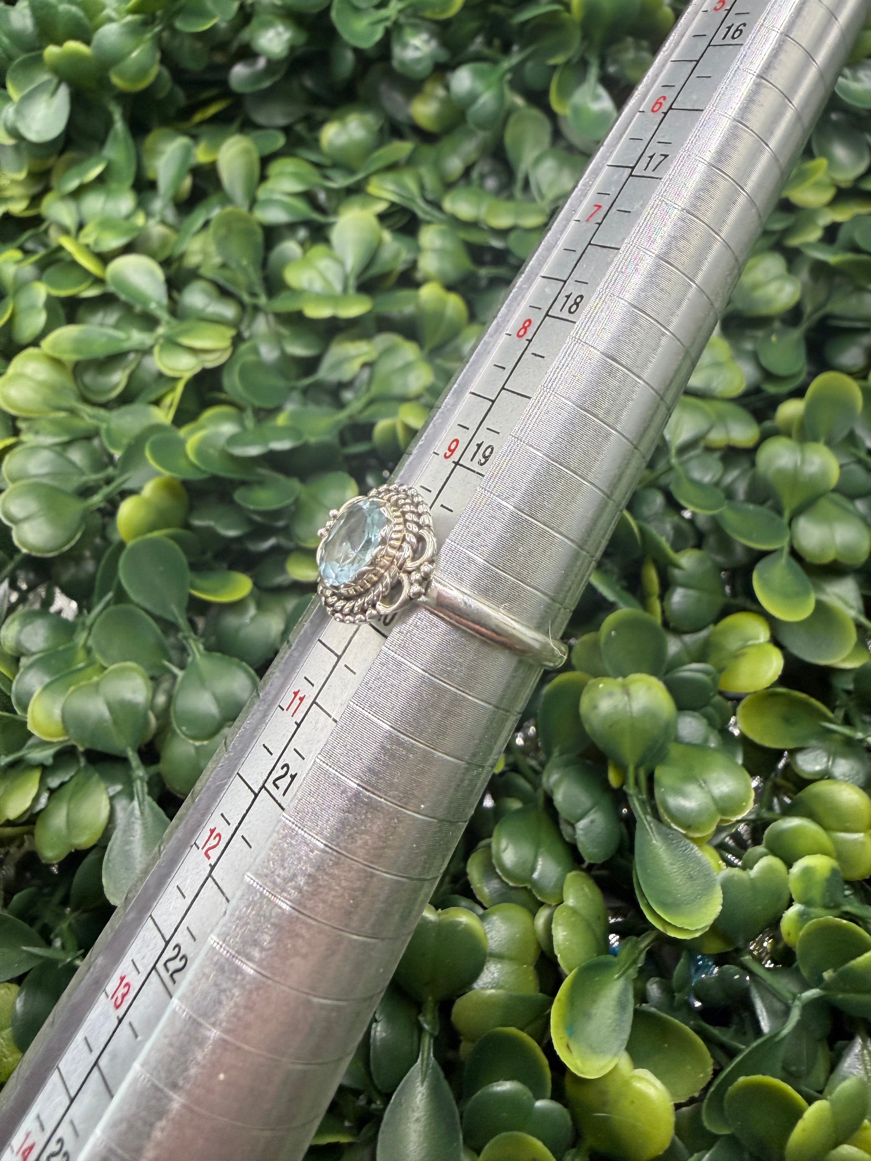 Sterling Silver Blue Topaz Ring size 10