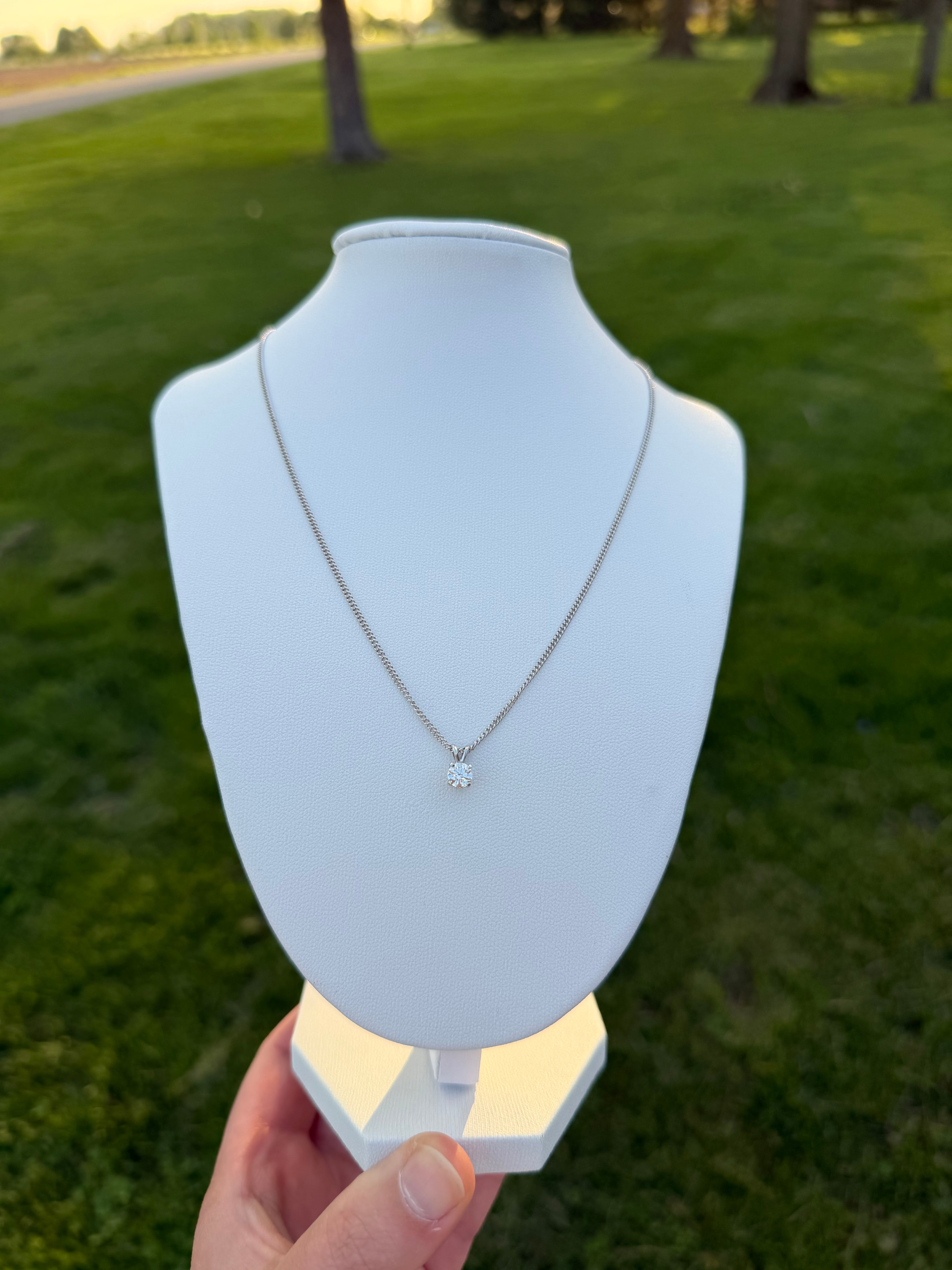14k White Gold NATURAL Diamond 16inch Necklace w/ APPRAISAL!