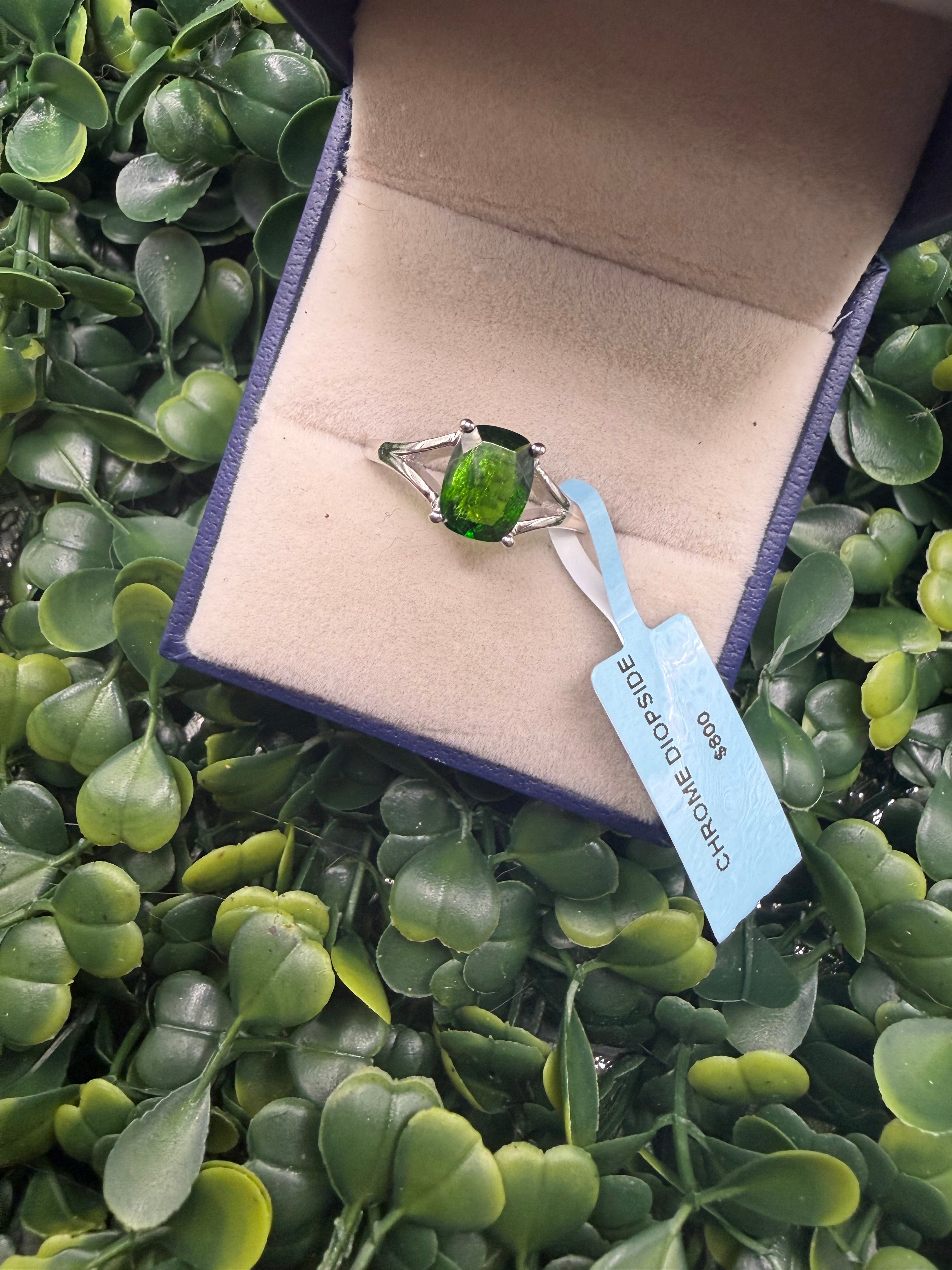 Sterling Silver Chrome Diopside Ring size 7