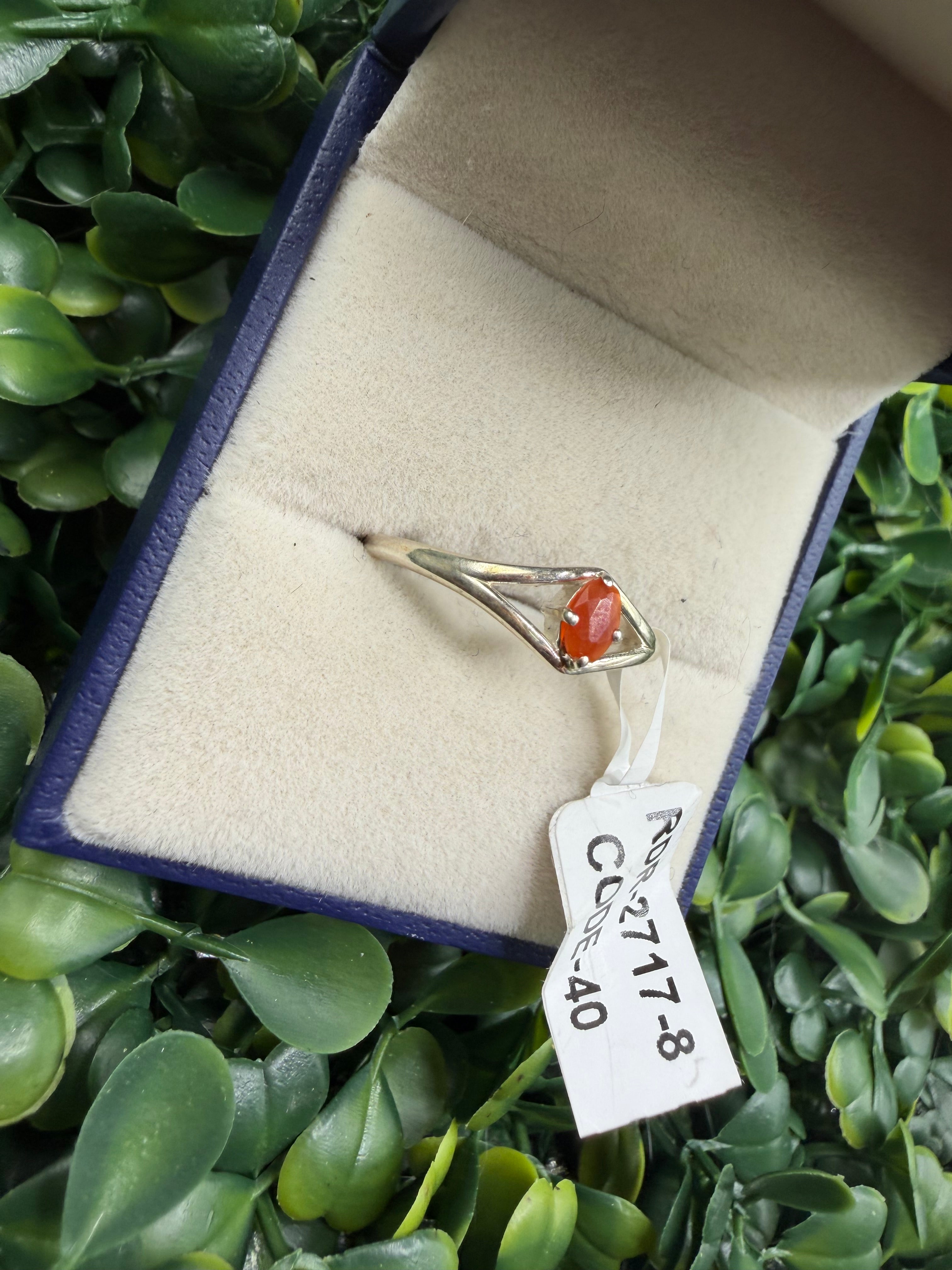 Sterling Silver Mexican Fire Opal Ring size 8