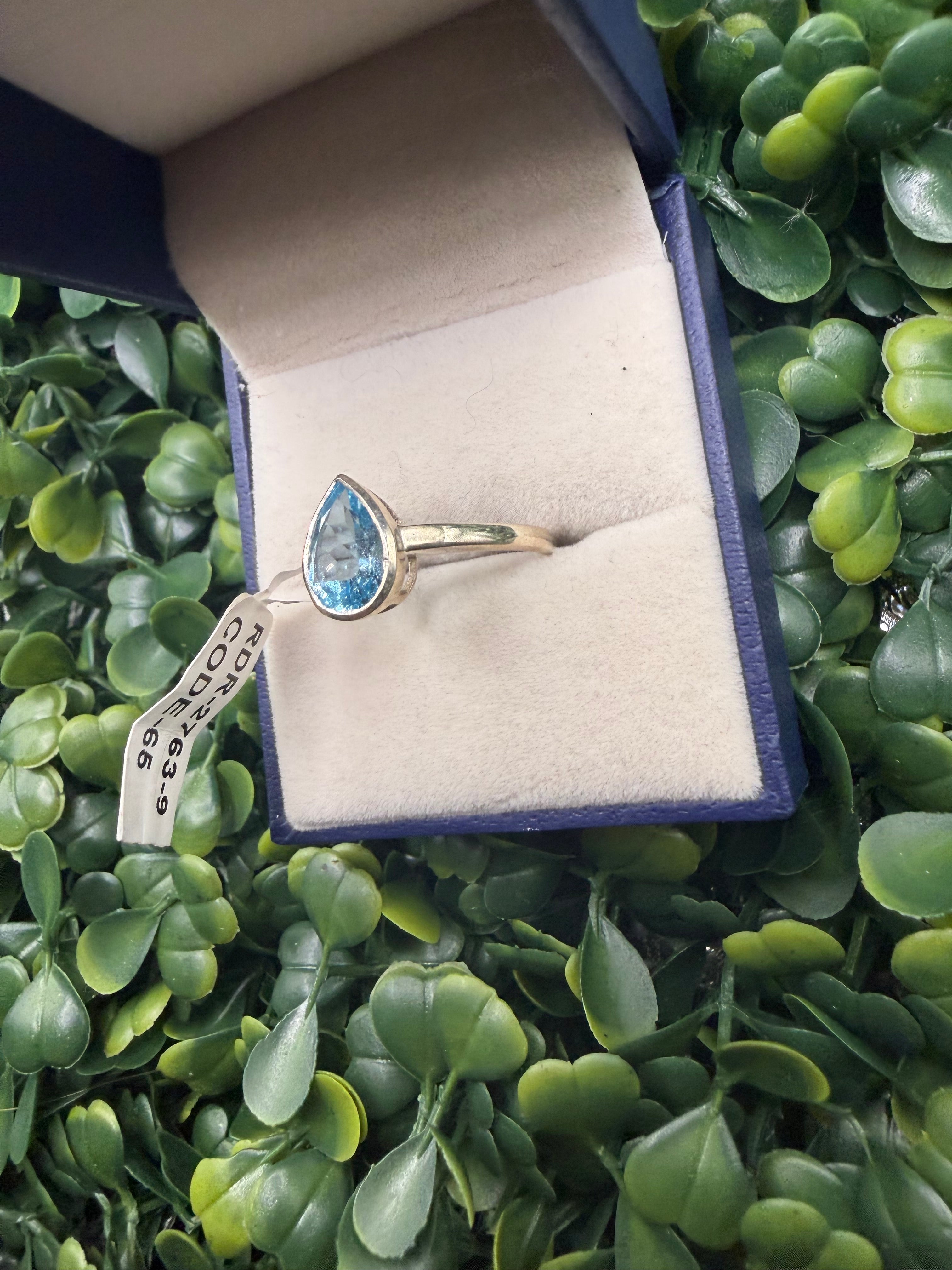 Sterling Silver Sky Blue Topaz Bezel Set Ring size 9