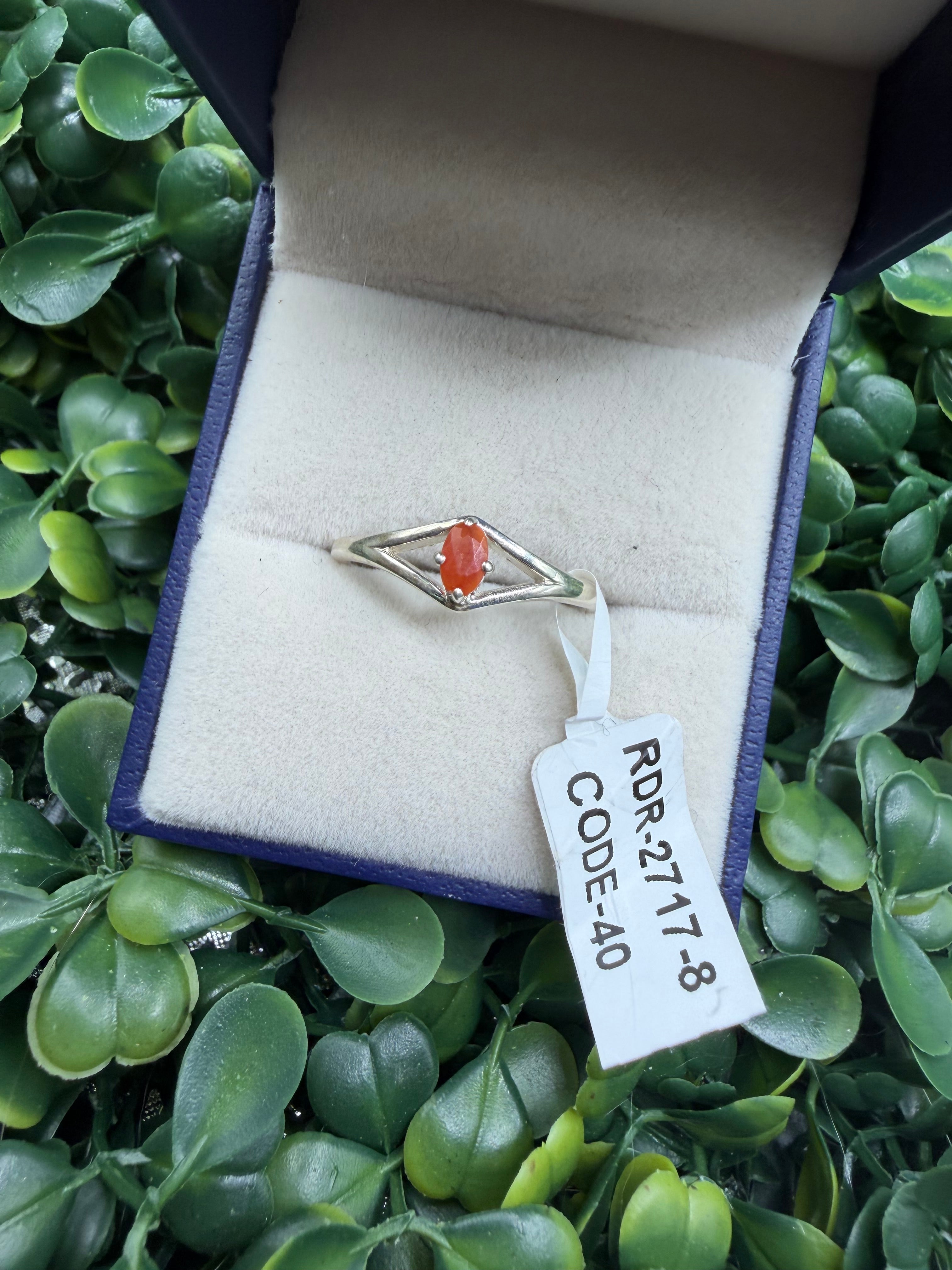 Sterling Silver Mexican Fire Opal Ring size 8