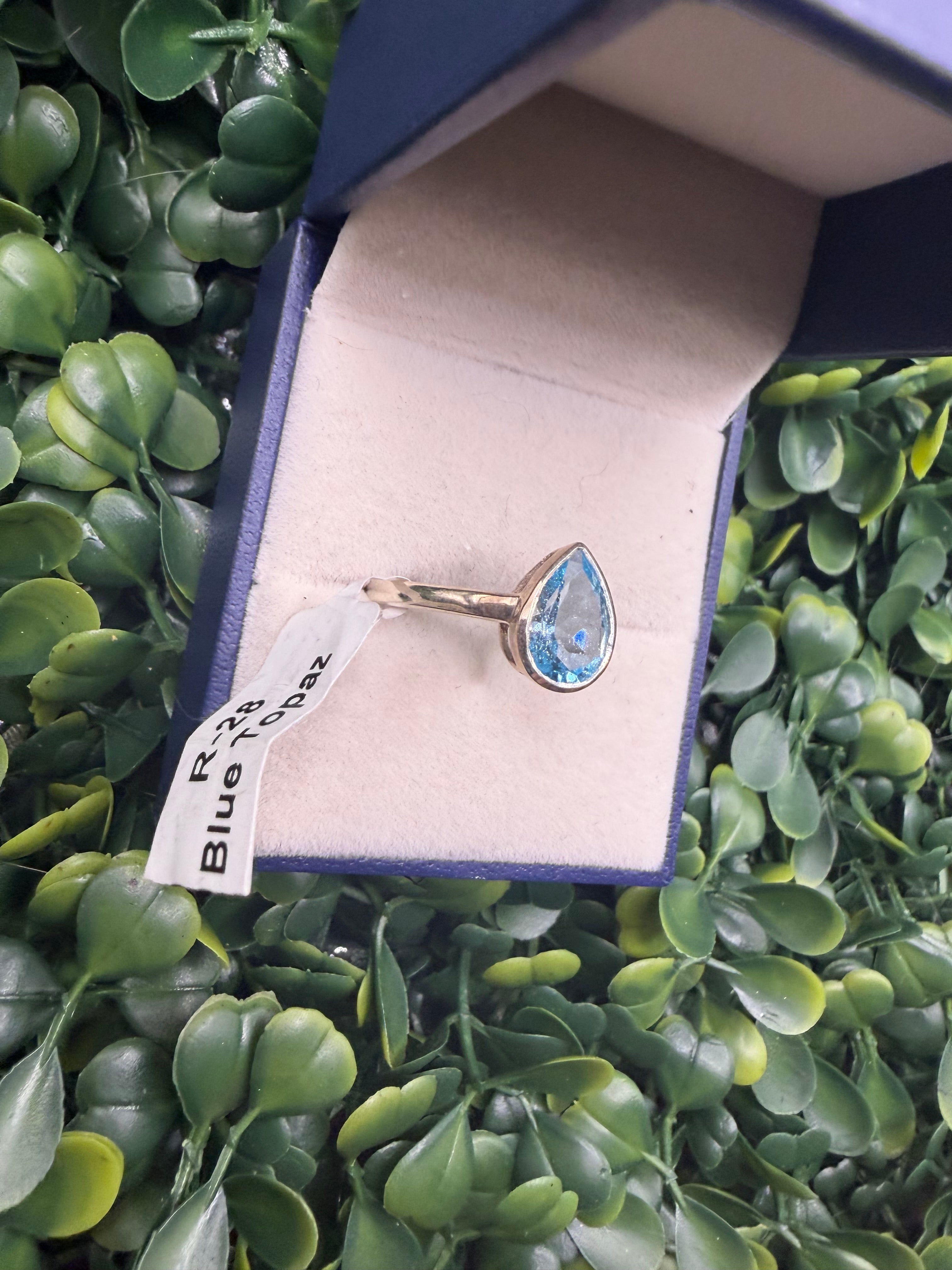 Sterling Silver Sky Blue Topaz Bezel Set Ring size 9