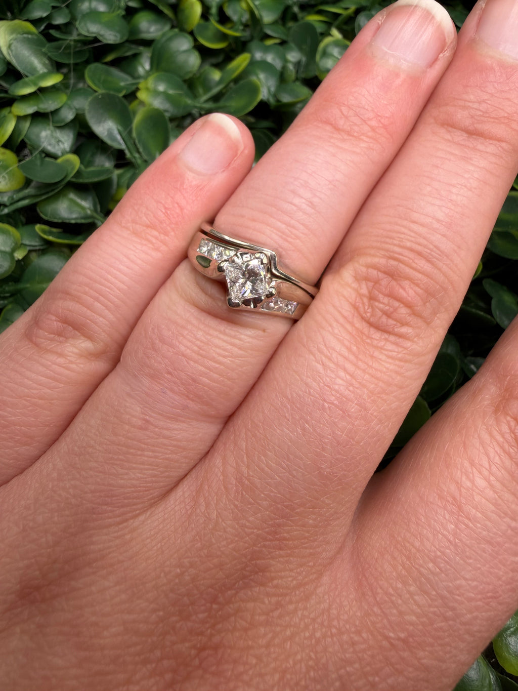 Vintage 2000’s 14k White Gold NATURAL Diamond Wedding Set w/ APPRAISAL!