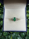 10k Yellow Gold Emerald and Diamond Ring size 7