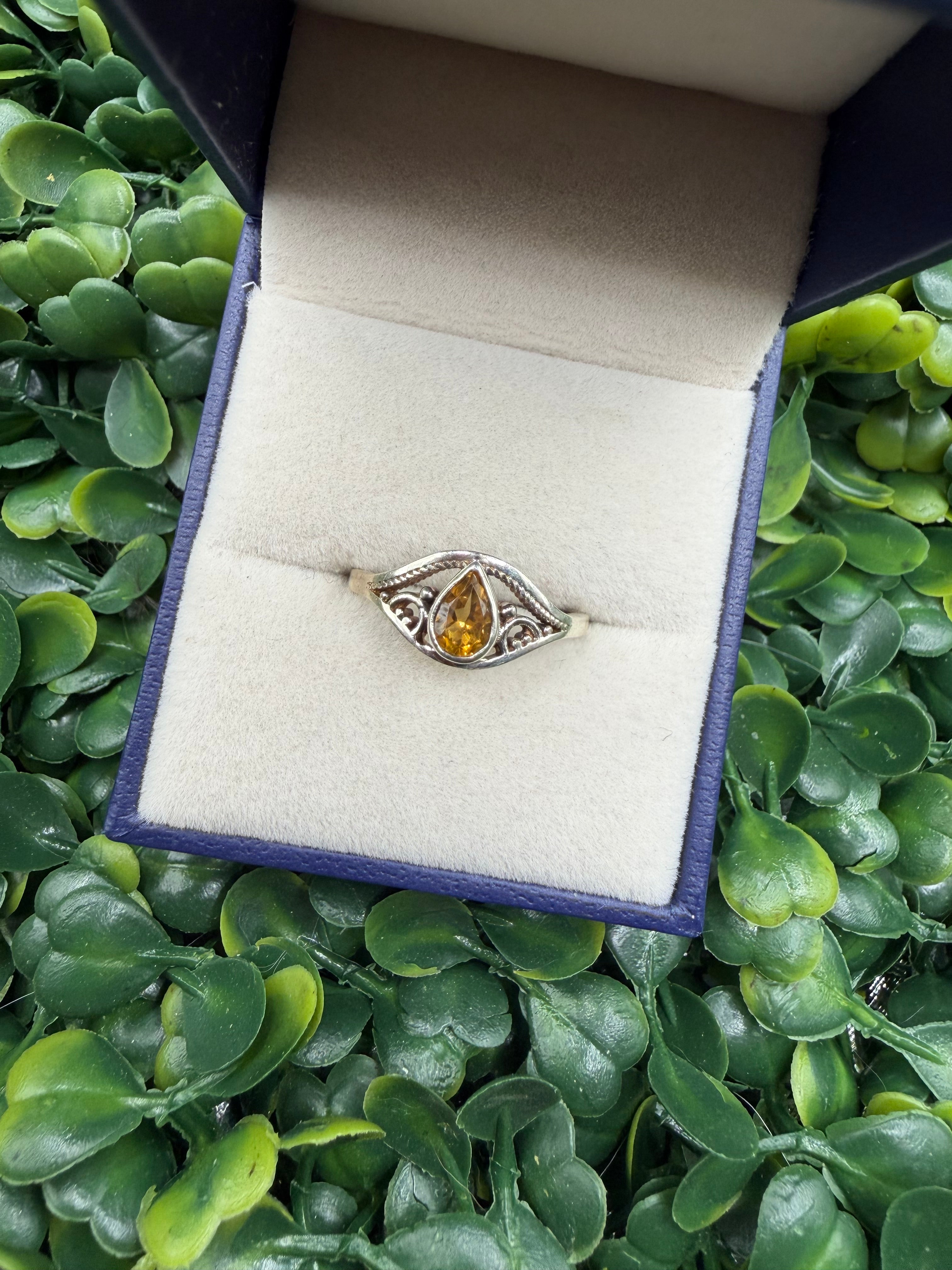 Sterling Silver Citrine Ring size 7