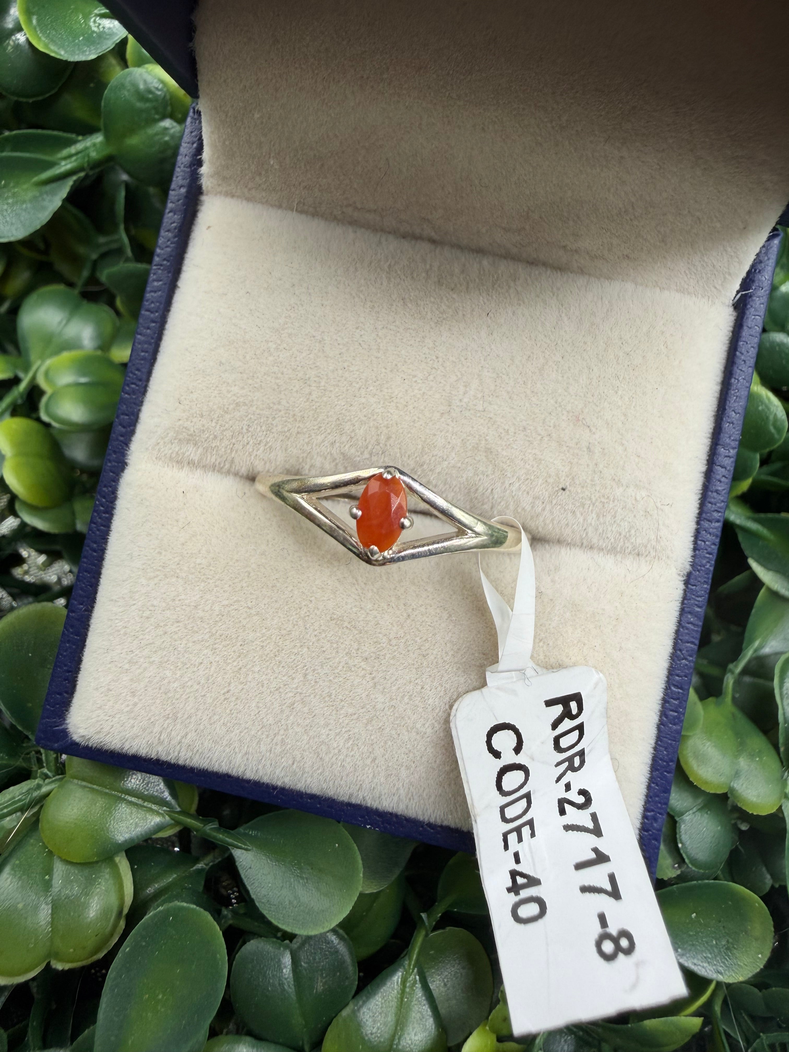 Sterling Silver Mexican Fire Opal Ring size 8