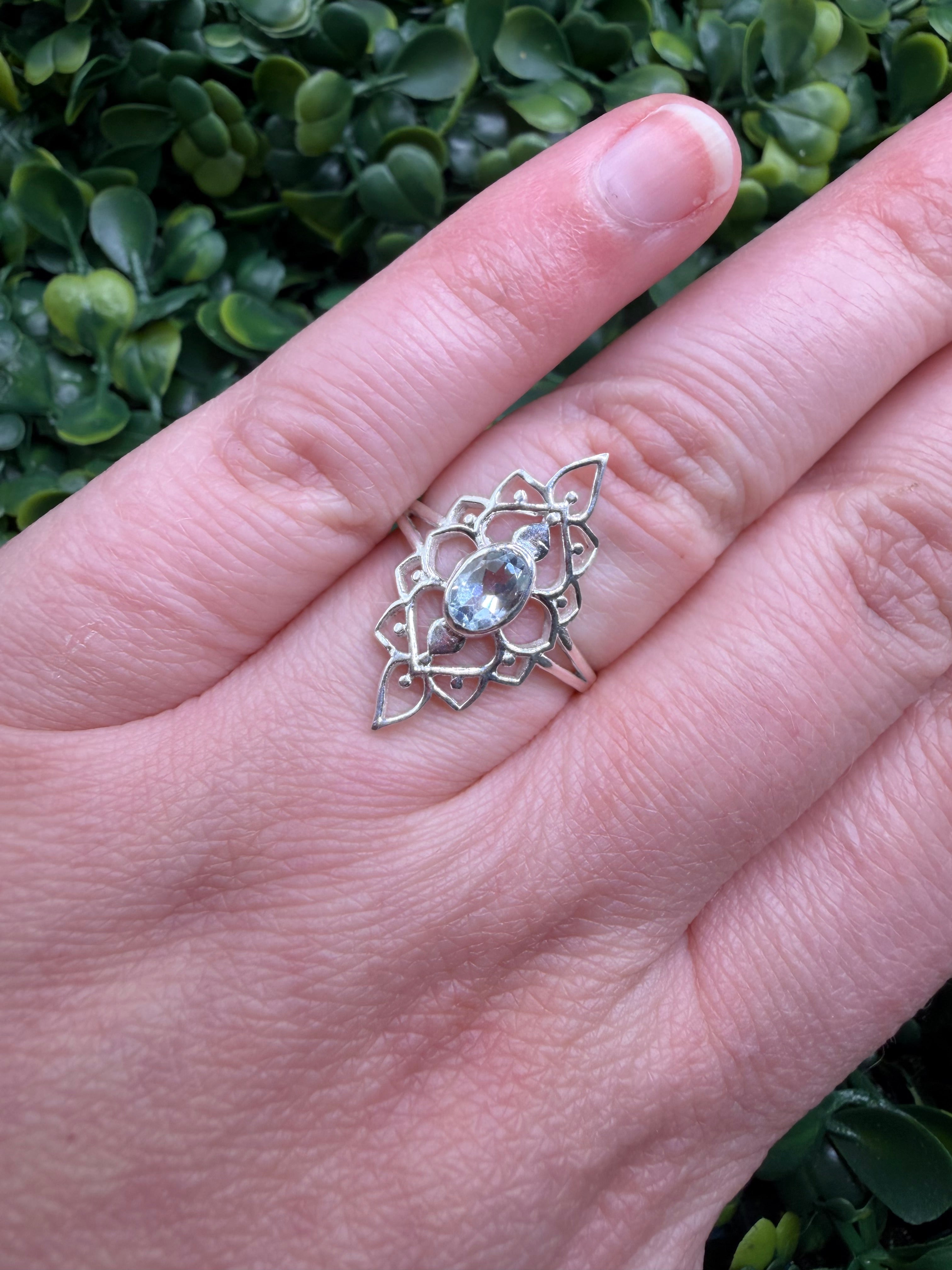 Sterling Silver Blue Topaz Ring size 7.75