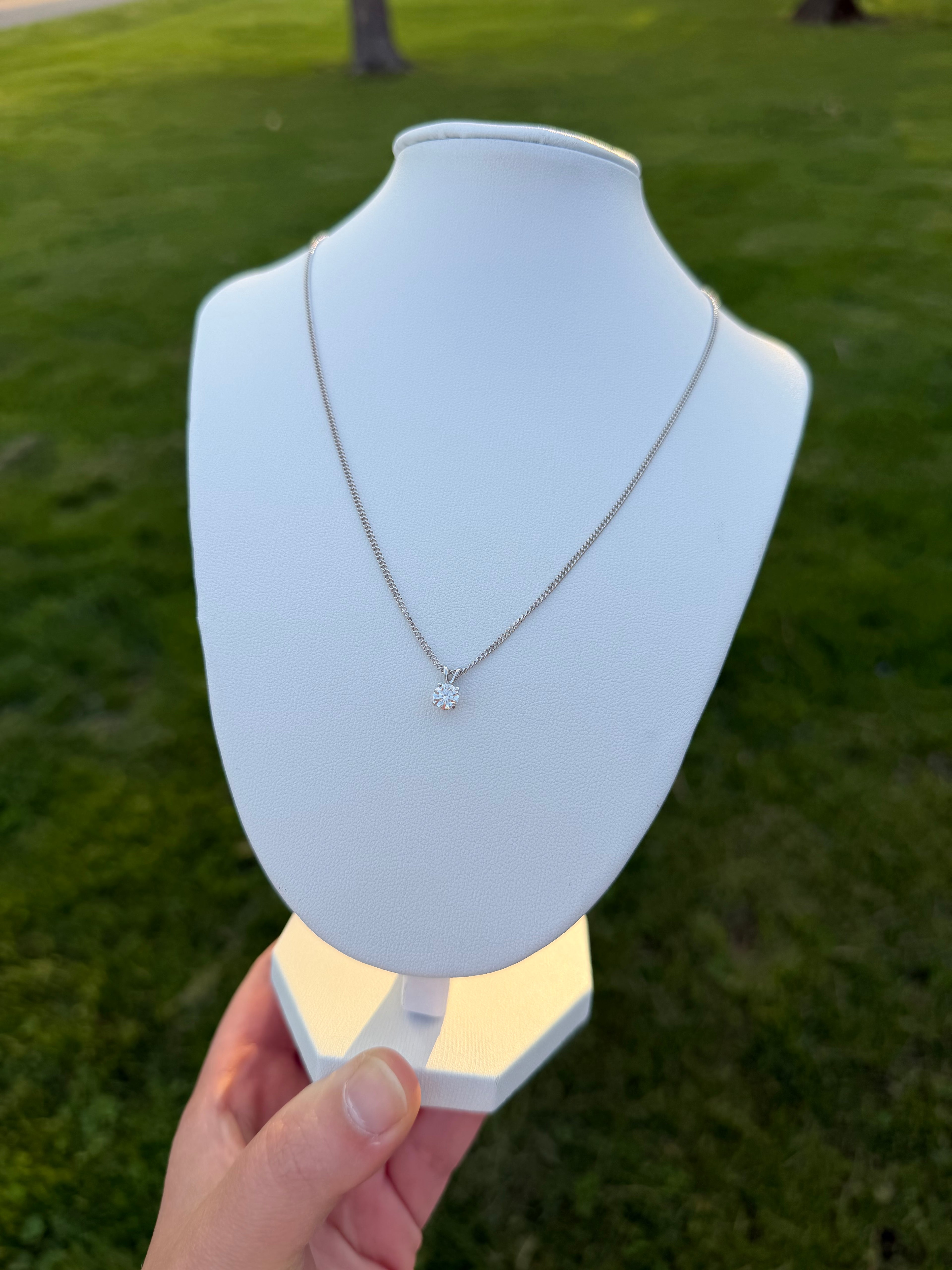 14k White Gold NATURAL Diamond 16inch Necklace w/ APPRAISAL!