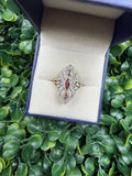 Vintage 14k Yellow and White Gold Diamond and Ruby Ring size 5.5