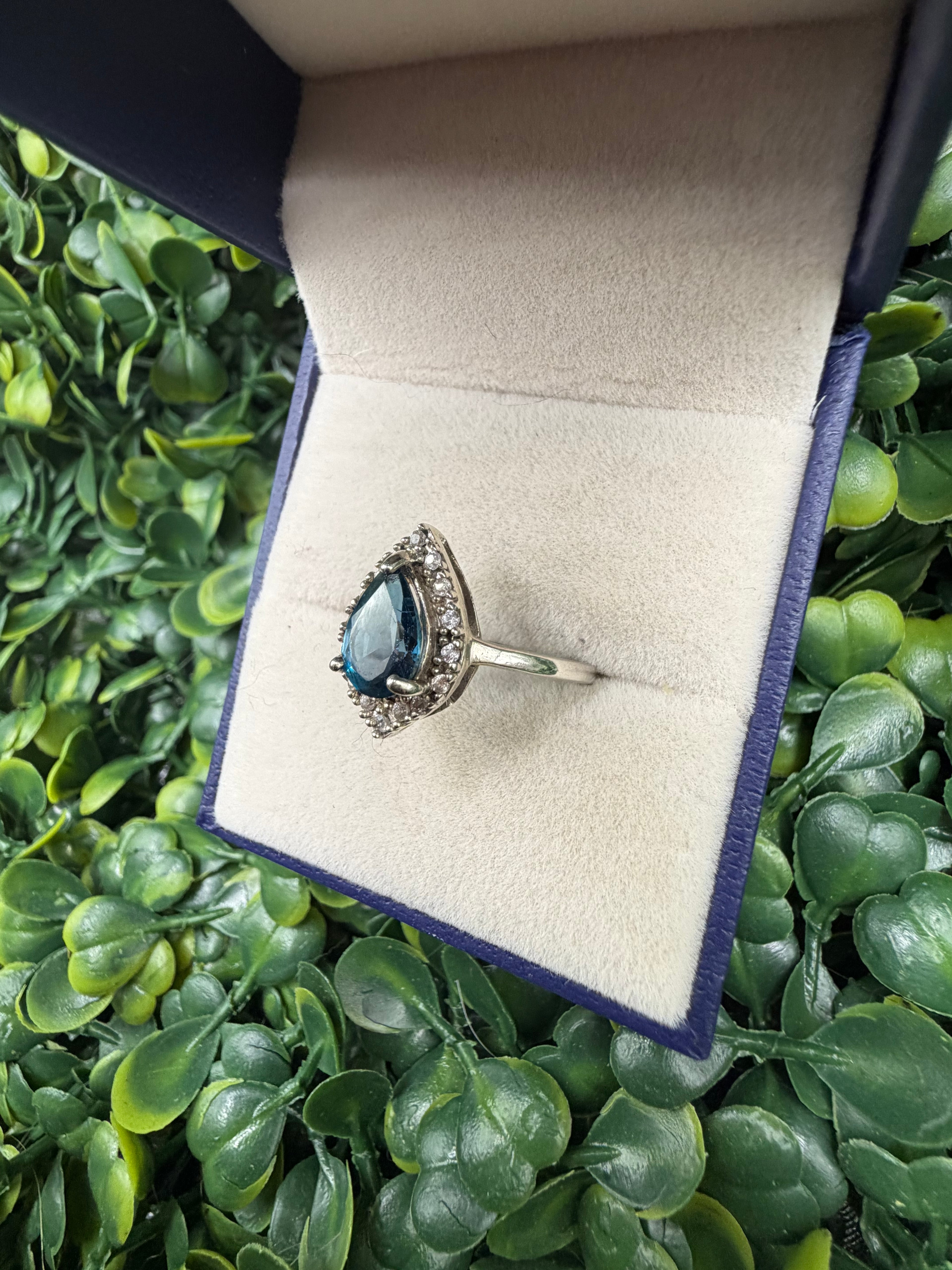 Sterling Silver London Blue and White Topaz Ring size 7