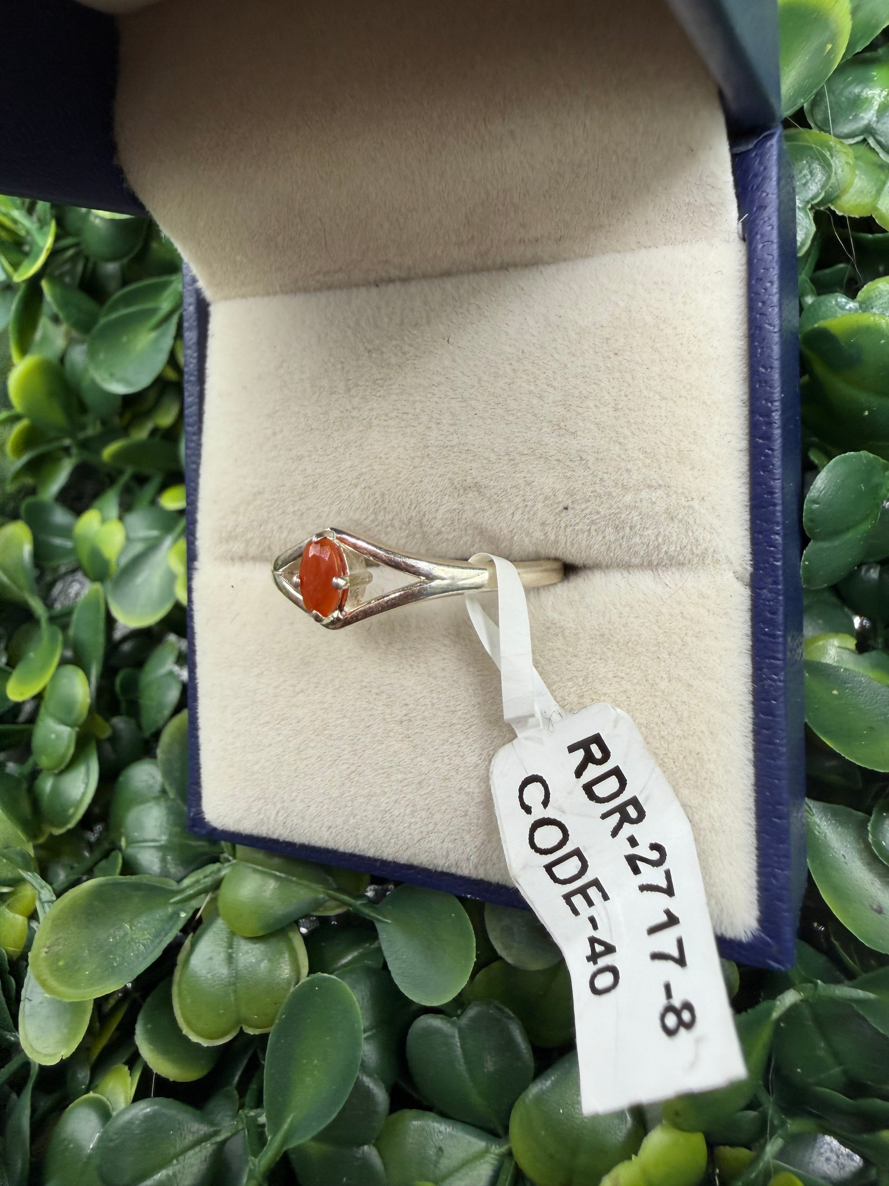 Sterling Silver Mexican Fire Opal Ring size 8