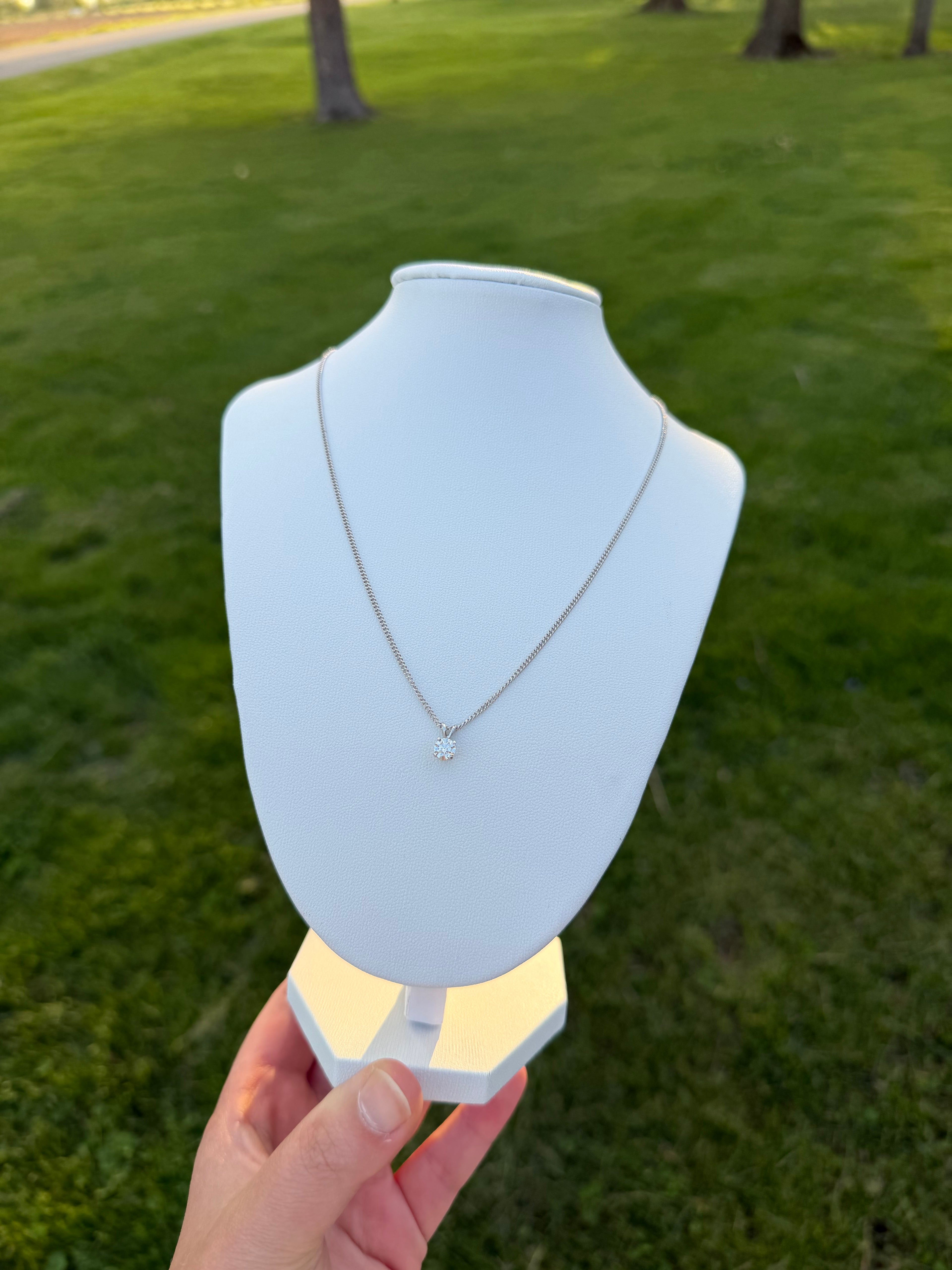 14k White Gold NATURAL Diamond 16inch Necklace w/ APPRAISAL!