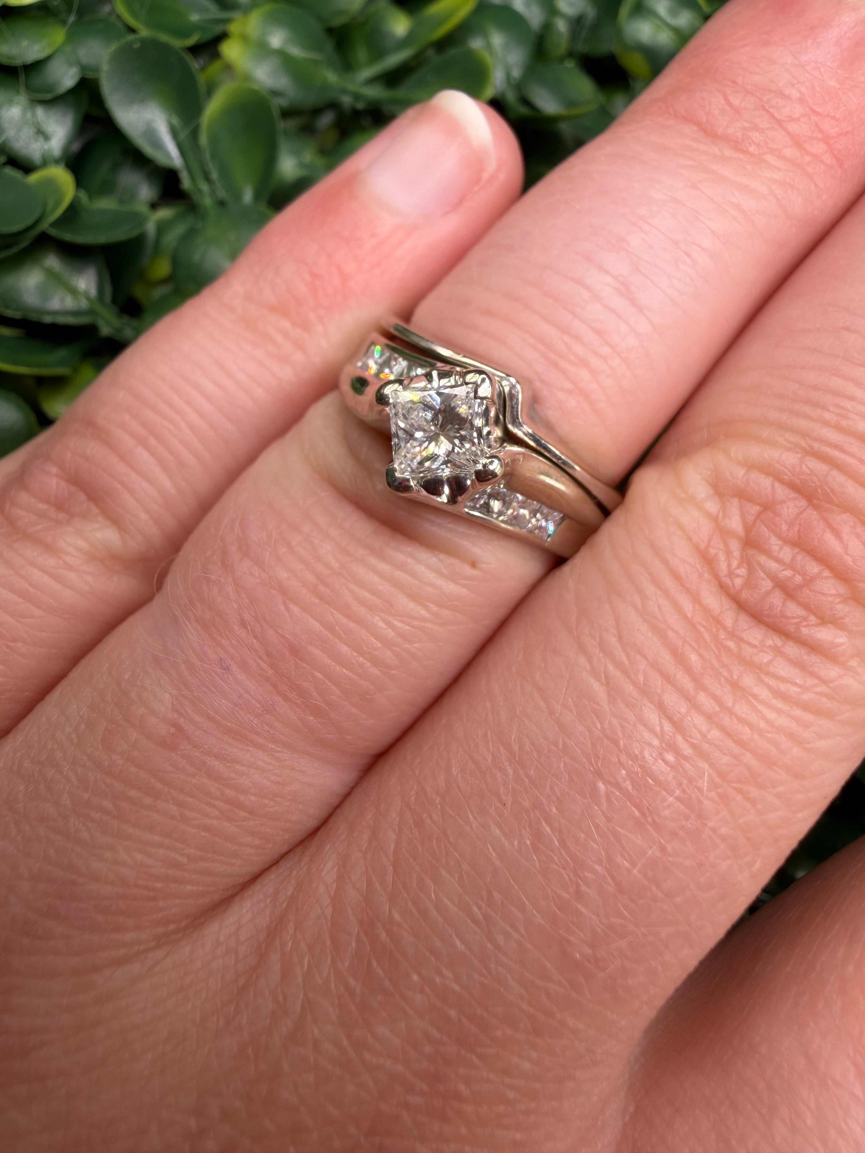 Vintage 2000’s 14k White Gold NATURAL Diamond Wedding Set w/ APPRAISAL!