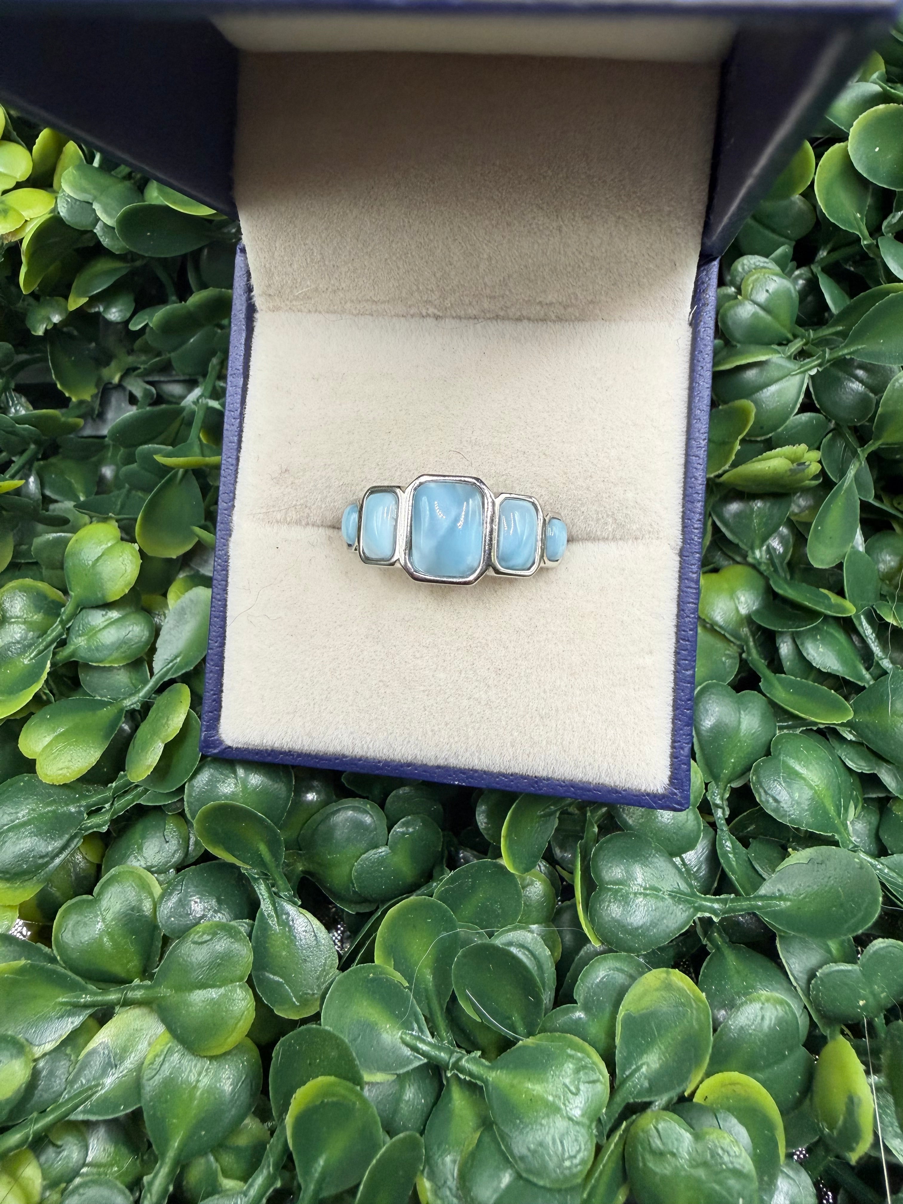 Sterling Silver Larimar Ring size 6