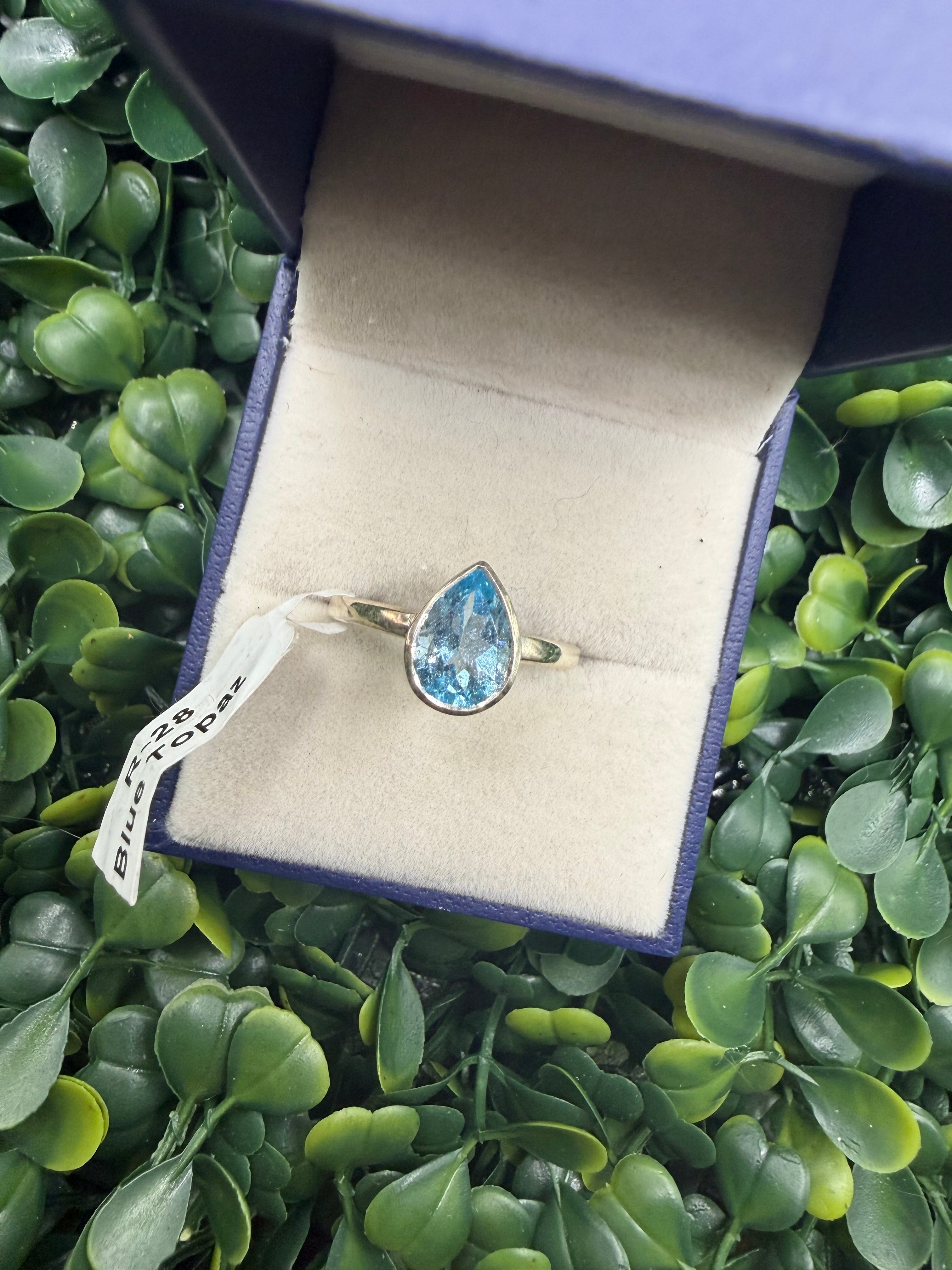 Sterling Silver Sky Blue Topaz Bezel Set Ring size 9