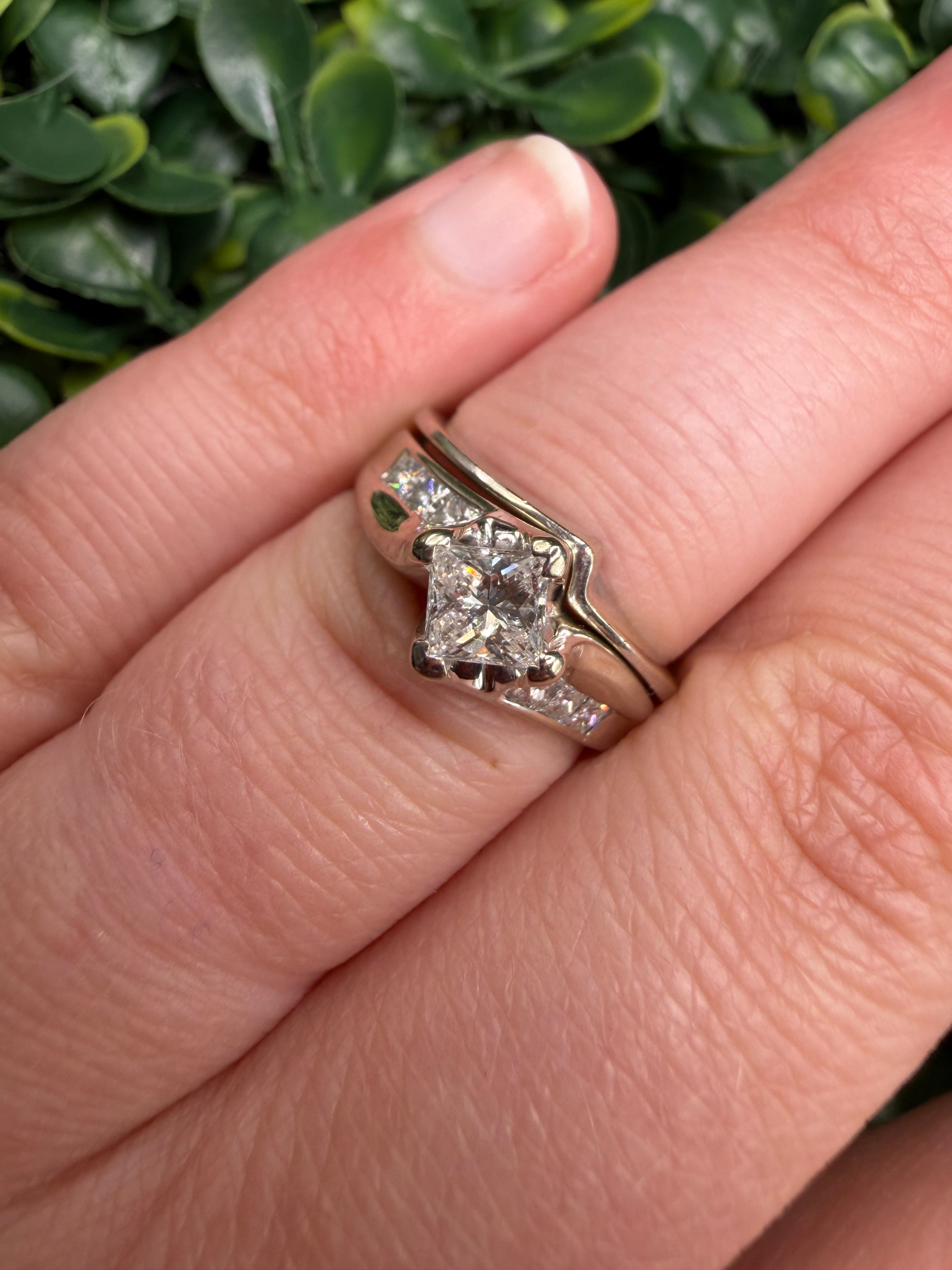 Vintage 2000’s 14k White Gold NATURAL Diamond Wedding Set w/ APPRAISAL!