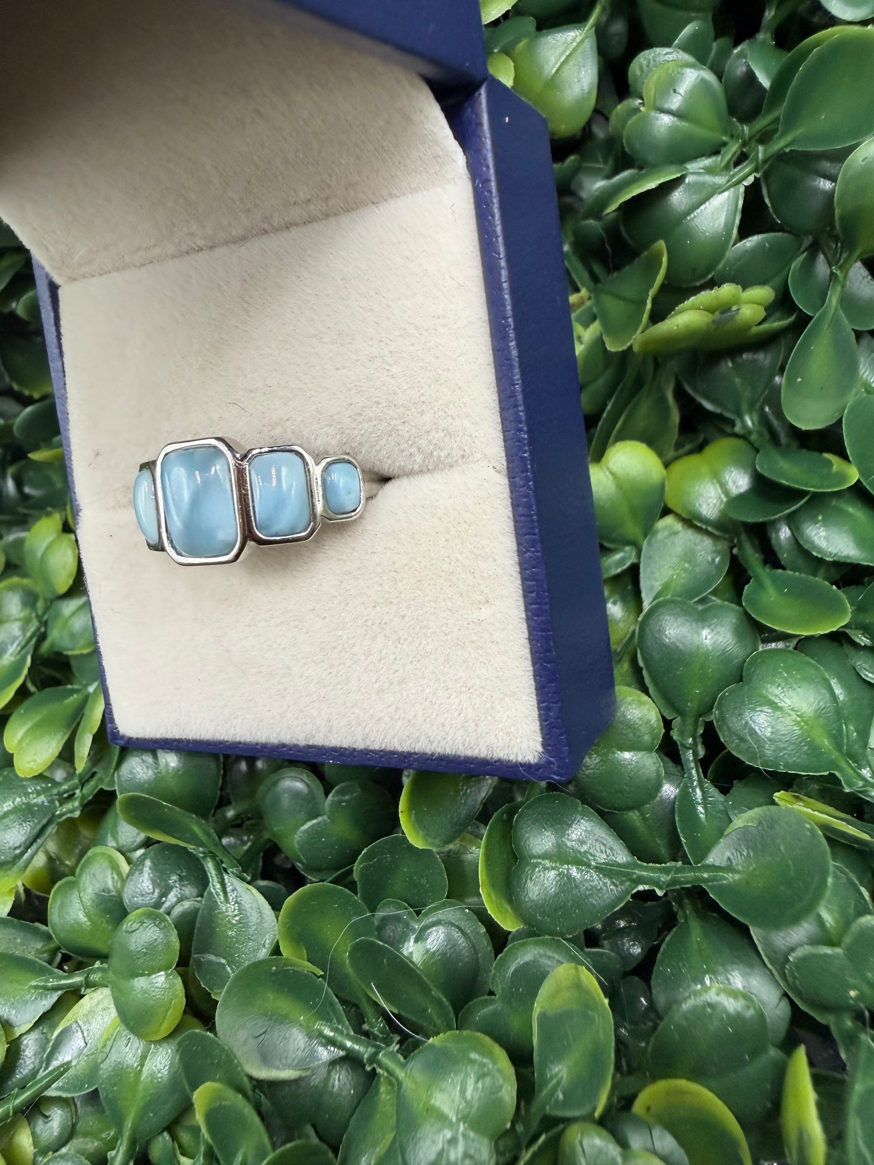 Sterling Silver Larimar Ring size 6