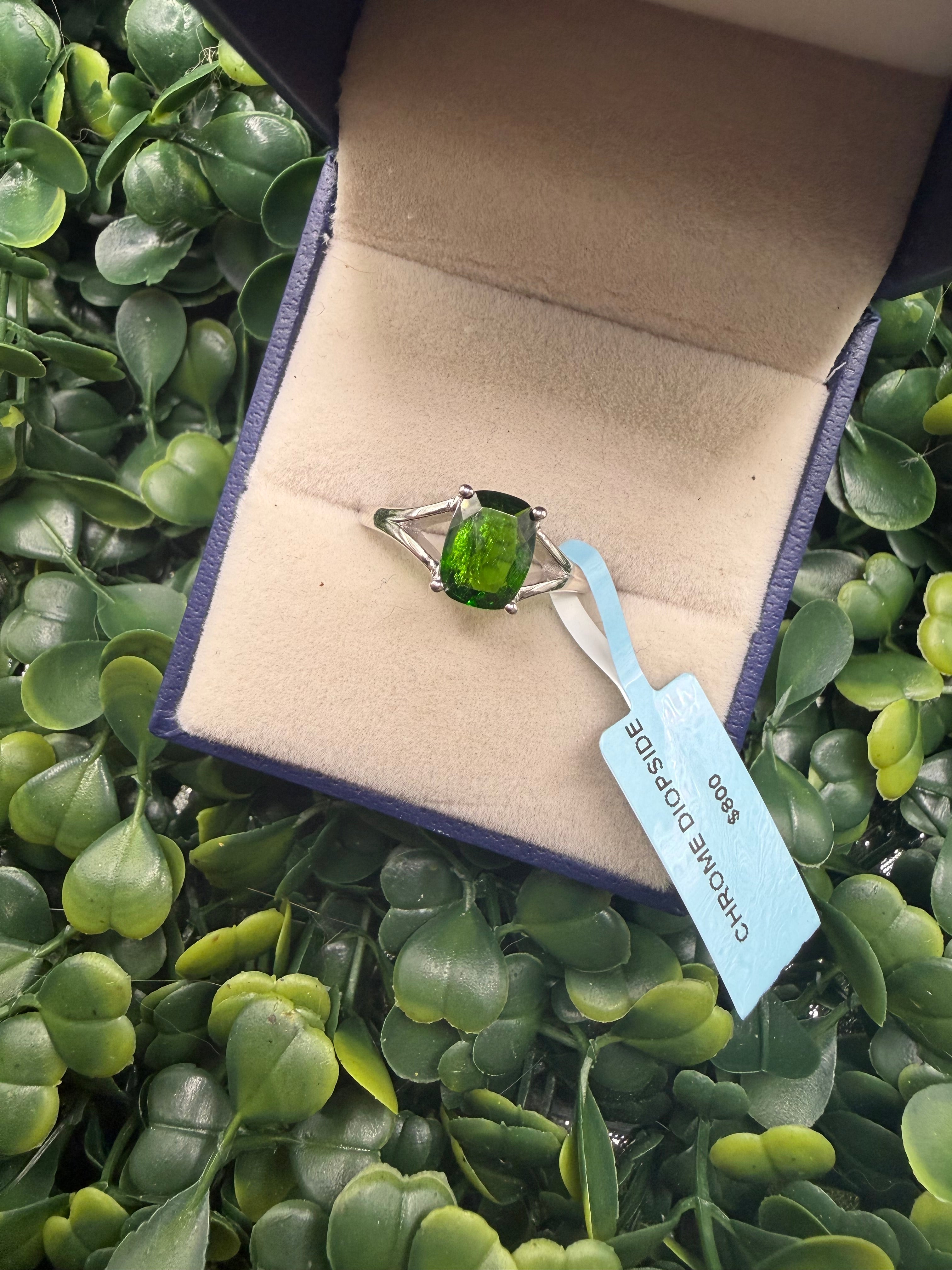 Sterling Silver Chrome Diopside Ring size 7