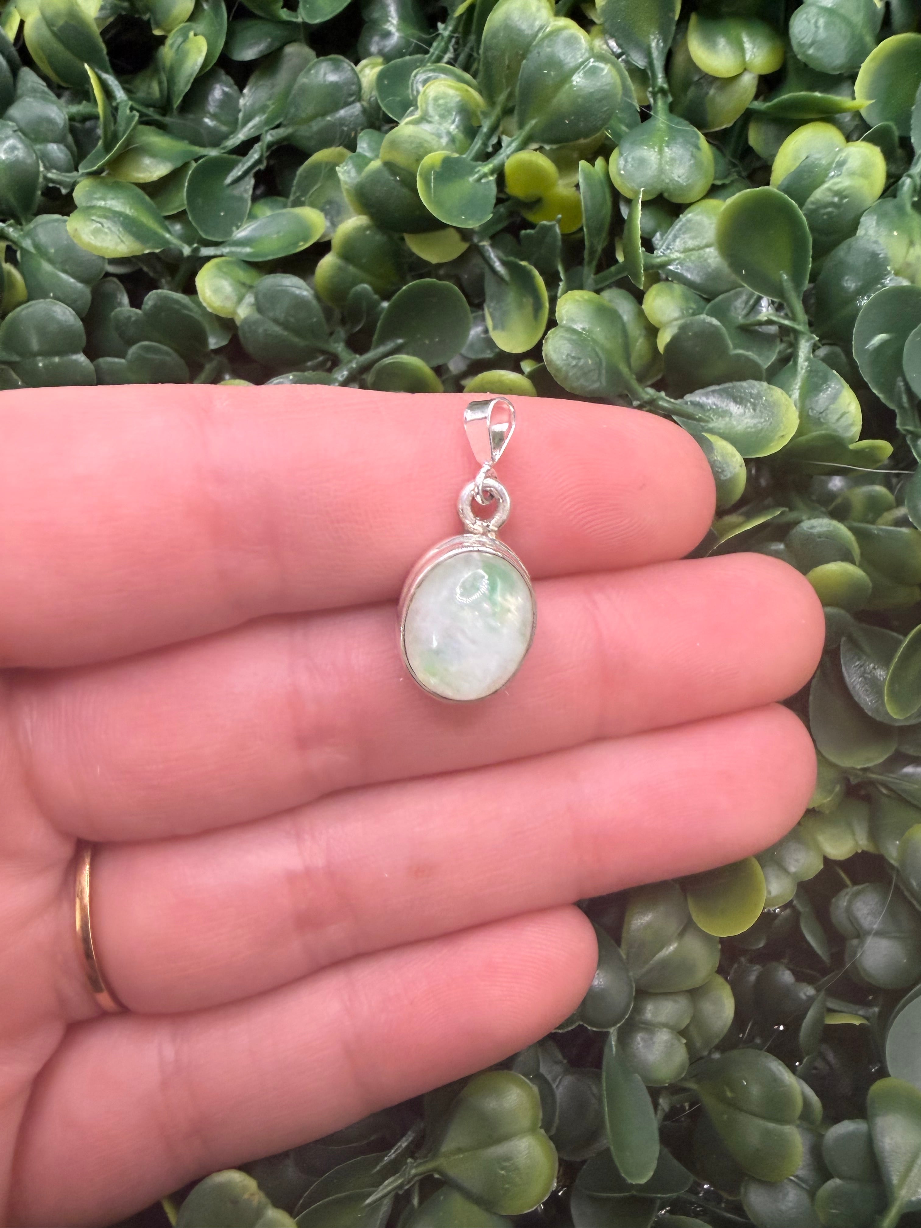New Stock- Sterling Silver Green Moonstone Pendant
