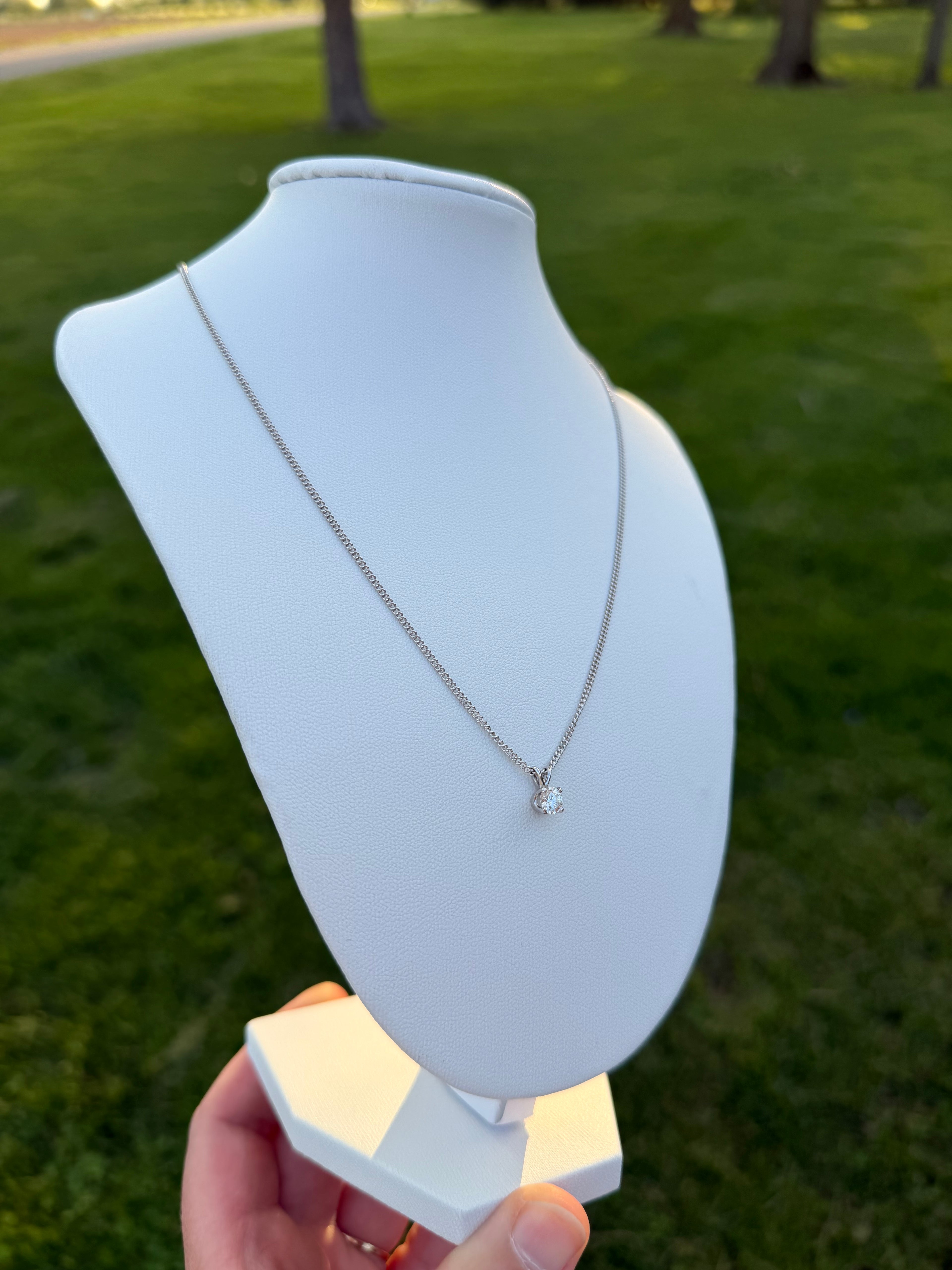 14k White Gold NATURAL Diamond 16inch Necklace w/ APPRAISAL!