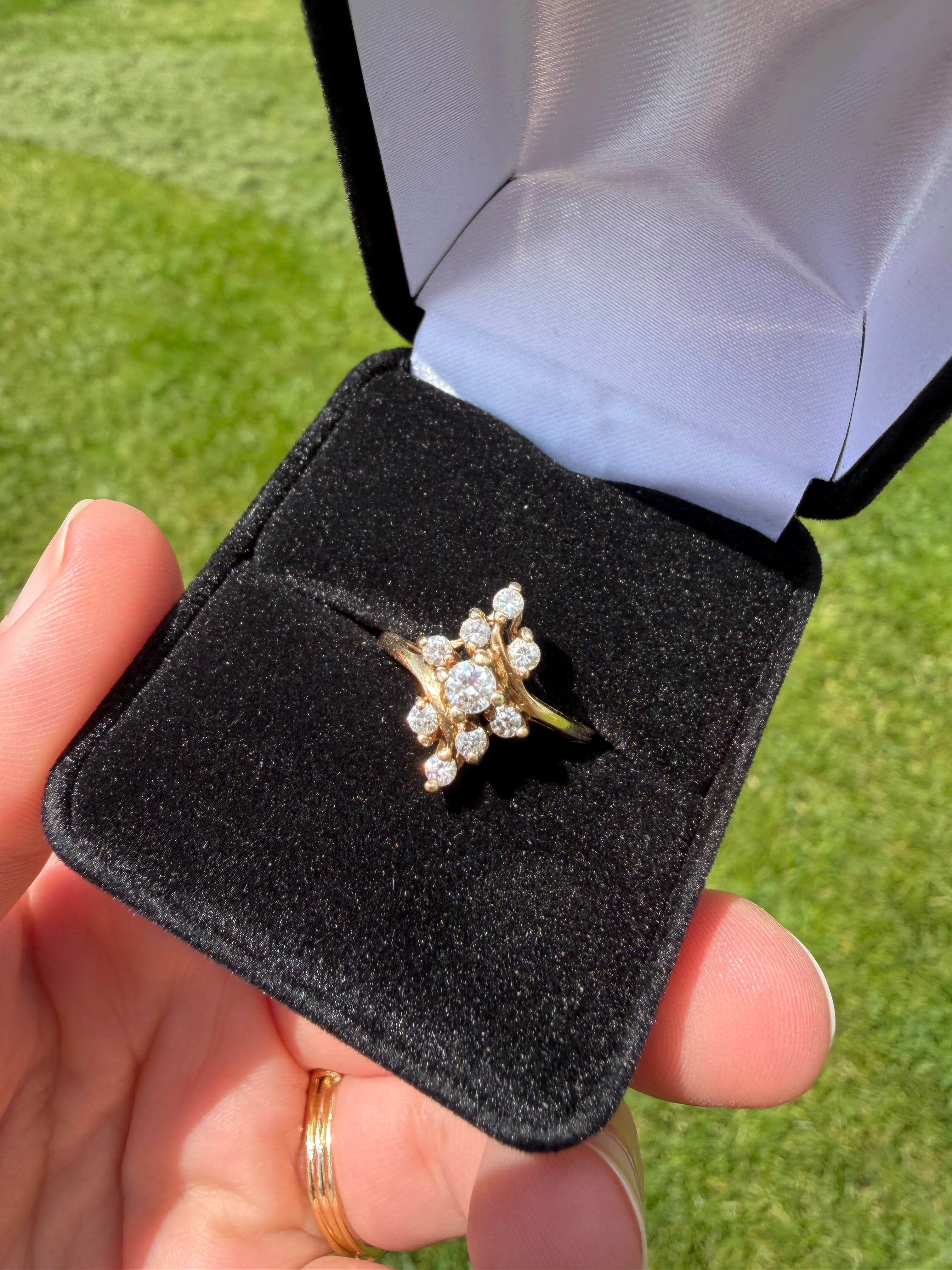 Vintage 14k Yellow Gold 1/2 Carat Diamond Ring size 7.5 1960s-1970s