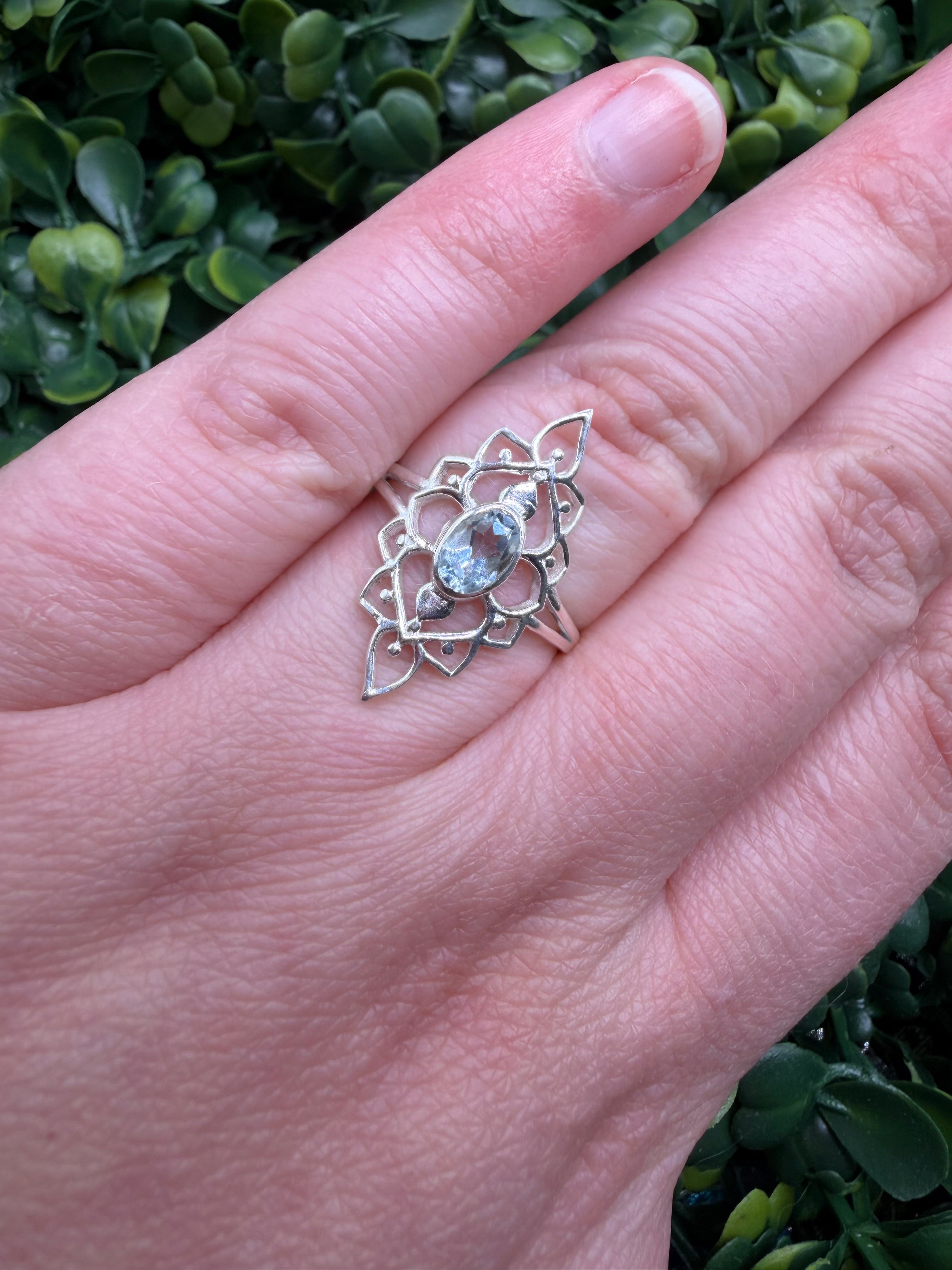 Sterling Silver Blue Topaz Ring size 7.75
