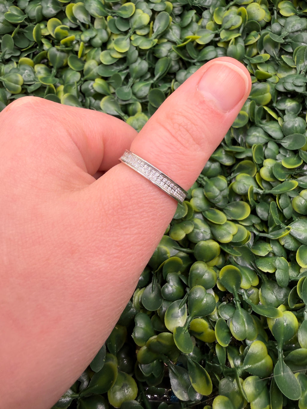 925 Sterling Silver and Moissanite Pave Style Eternity Ring size 9