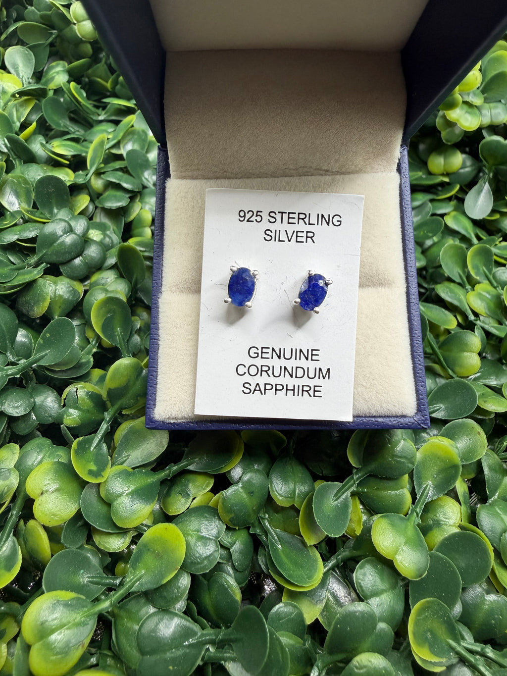 925 Sterling Silver and Blue Sapphire Earrings