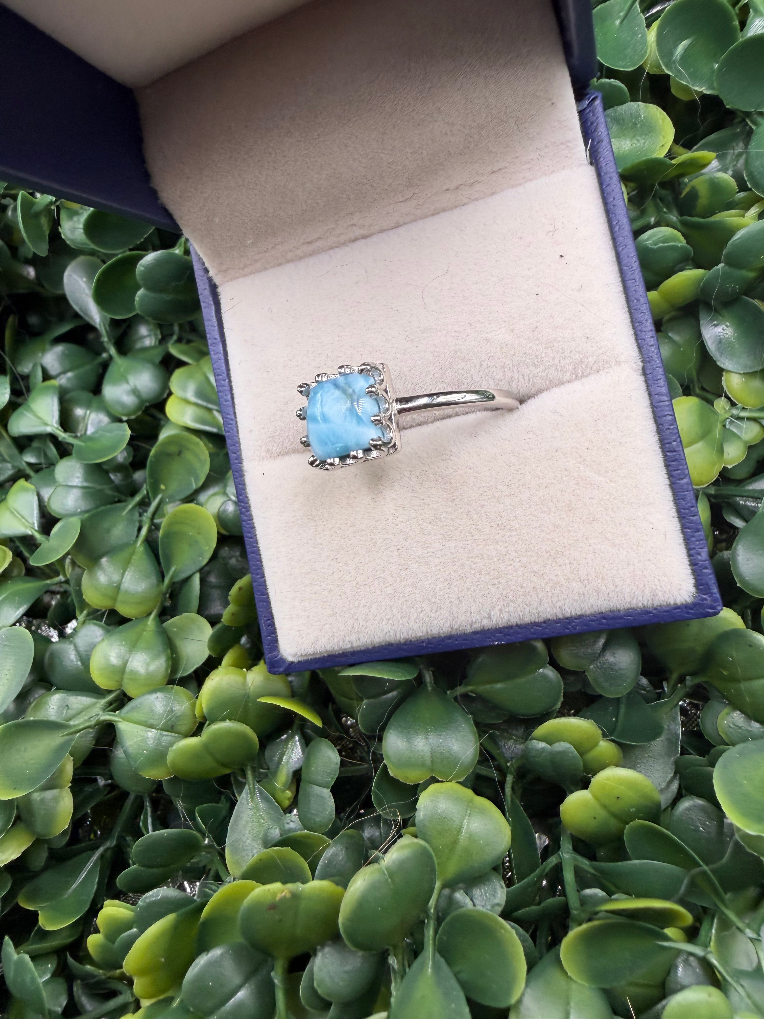 Sterling Silver Larimar Ring size 9