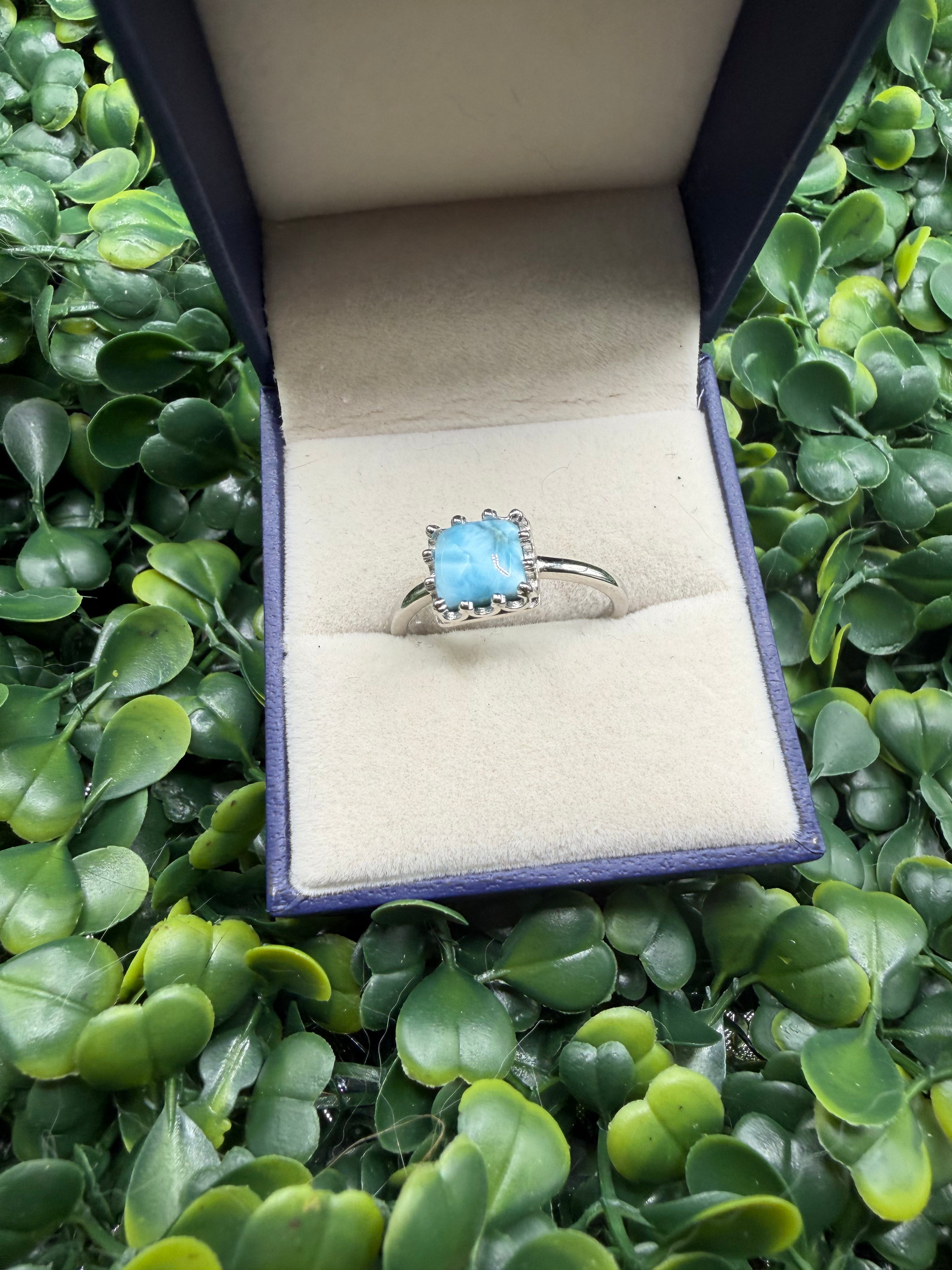 Sterling Silver Larimar Ring size 9