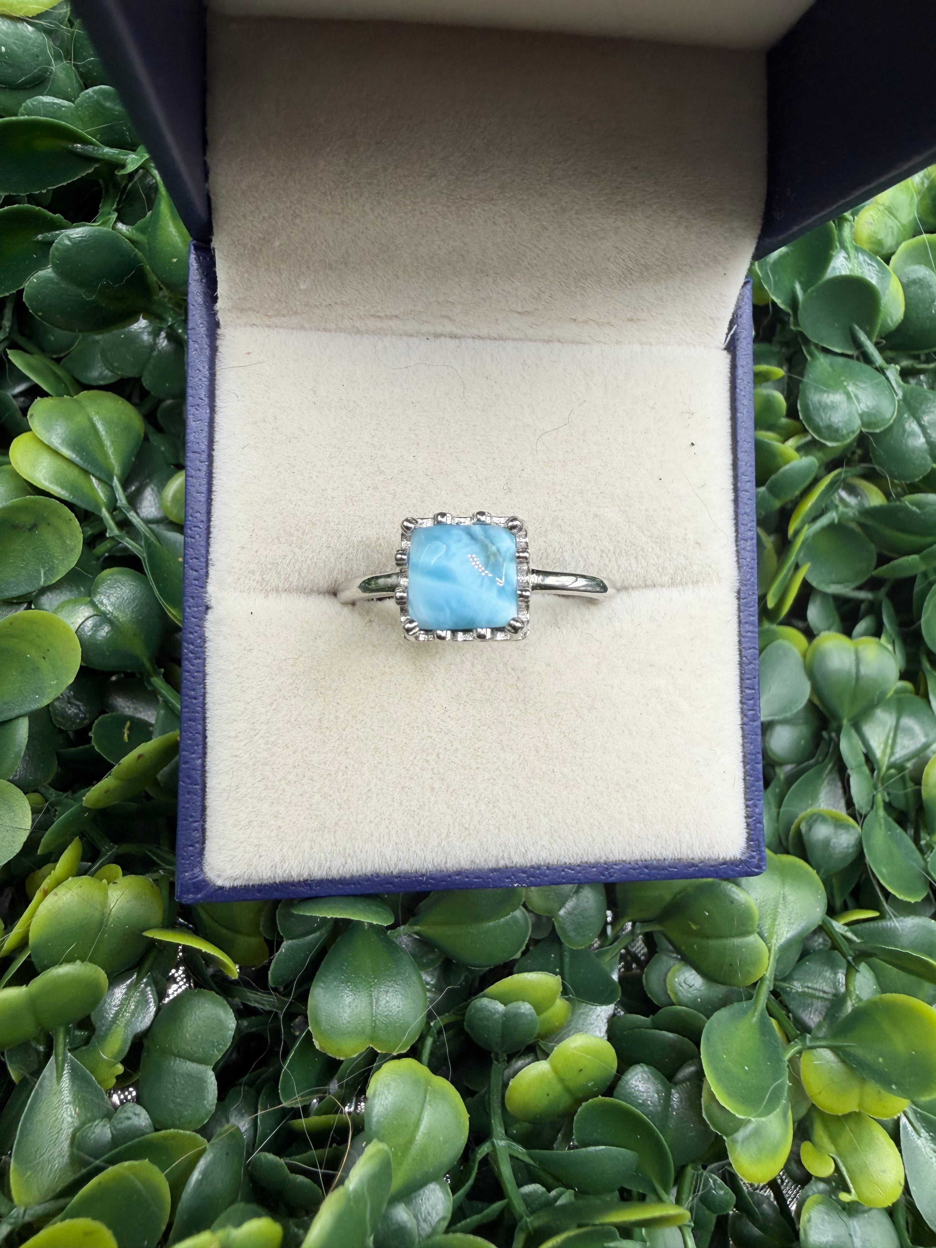 Sterling Silver Larimar Ring size 9