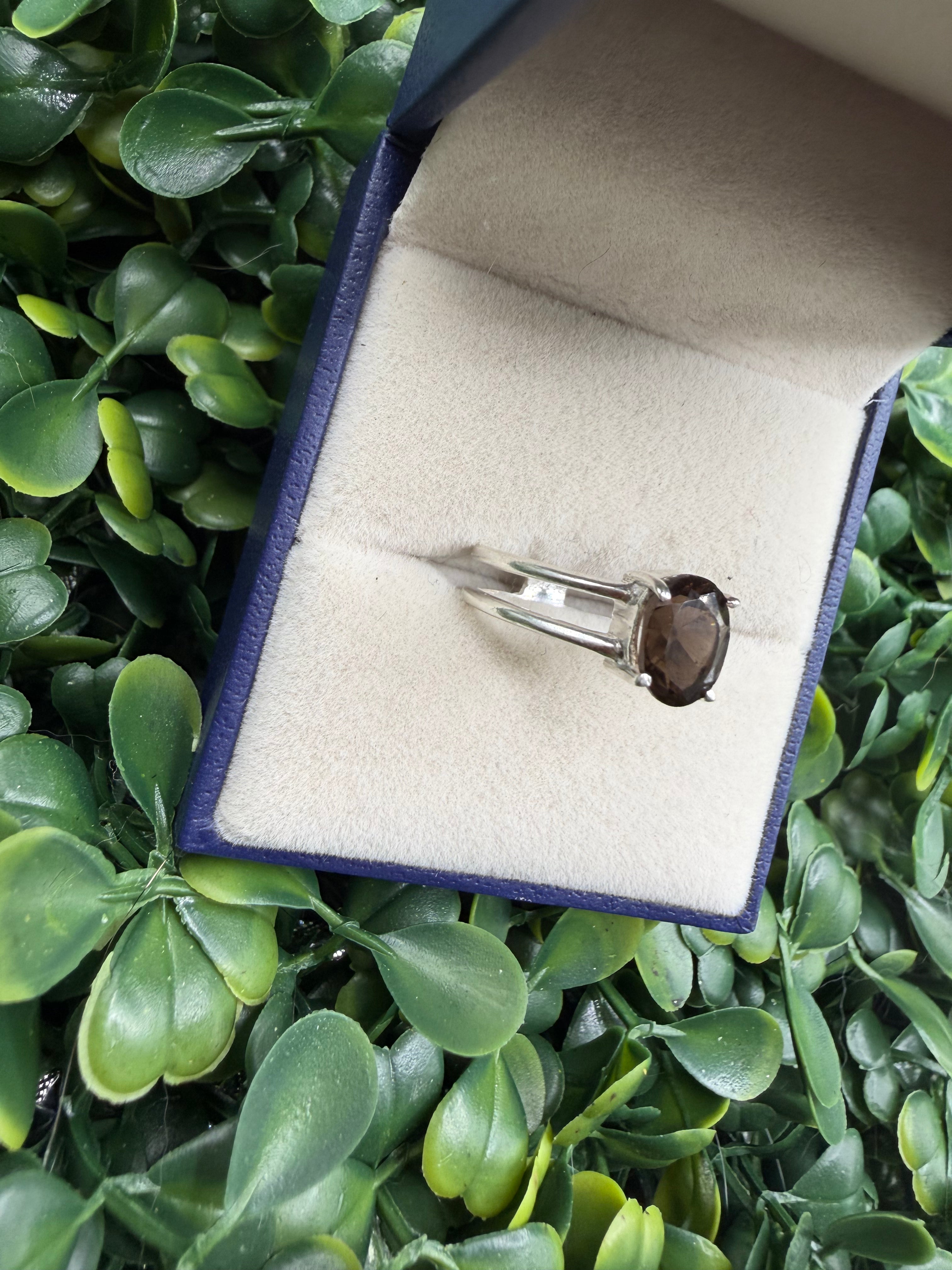 Sterling Silver Smokey Quartz Ring size 6.75