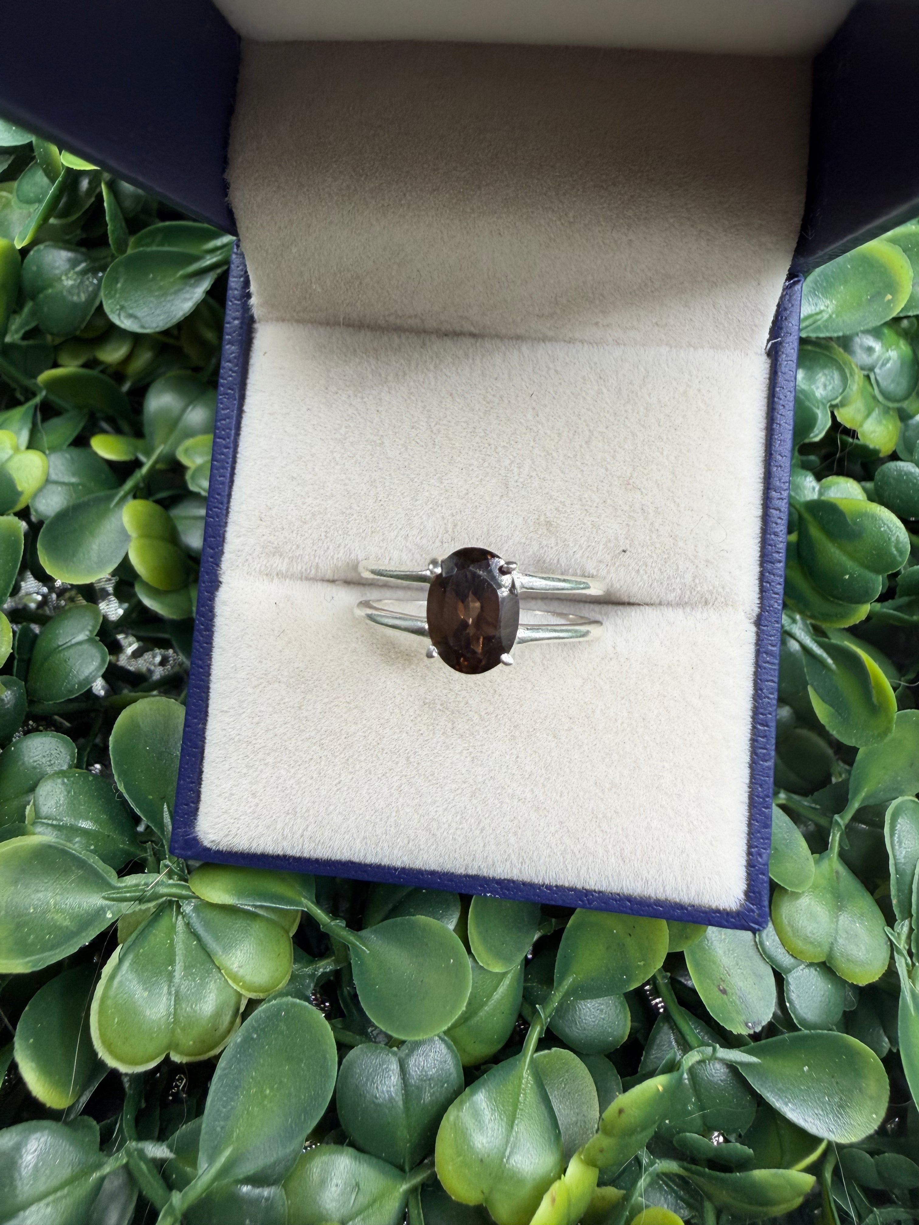Sterling Silver Smokey Quartz Ring size 6.75