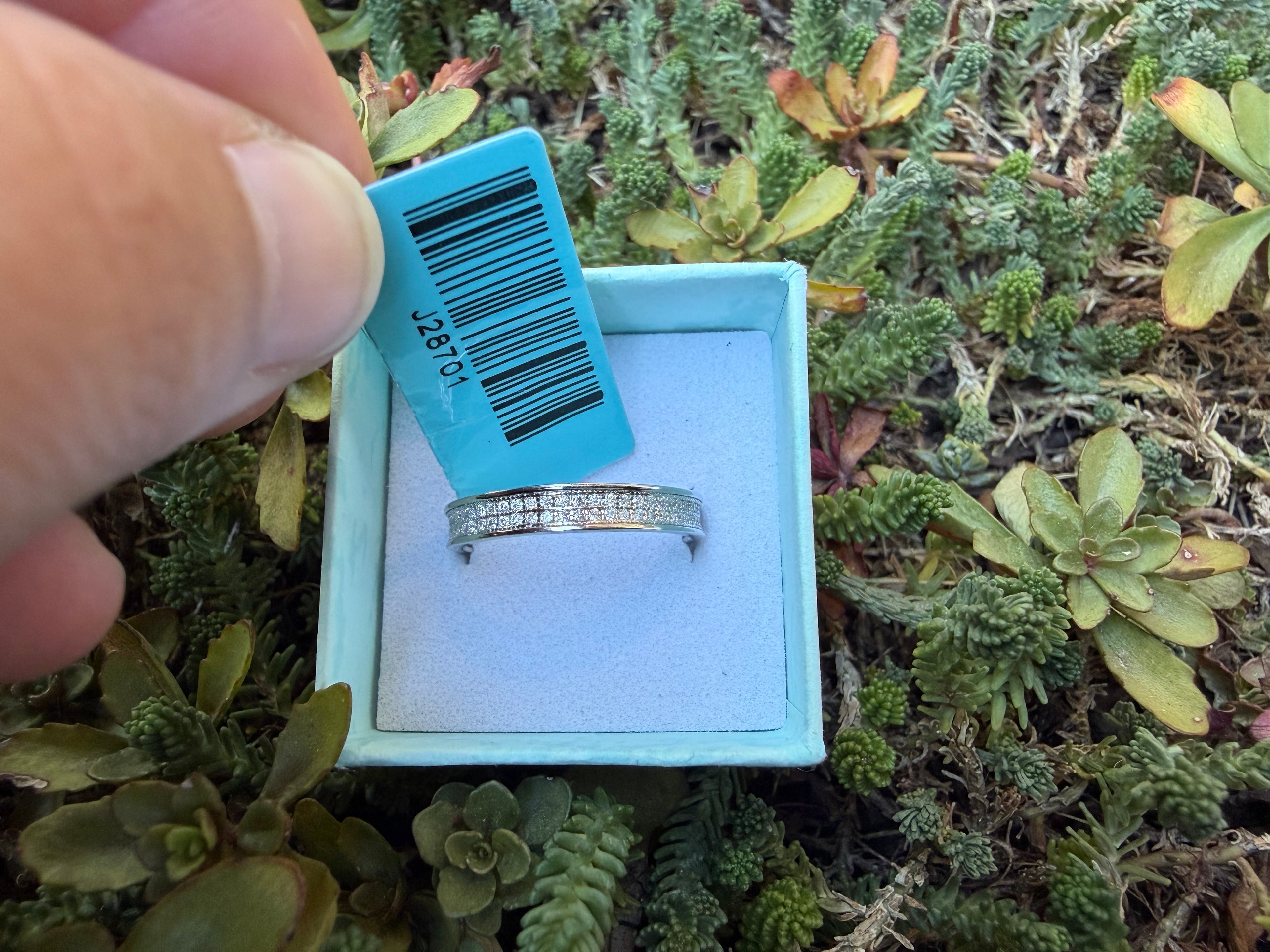 925 Sterling Silver and Moissanite Pave Style Eternity Ring size 9