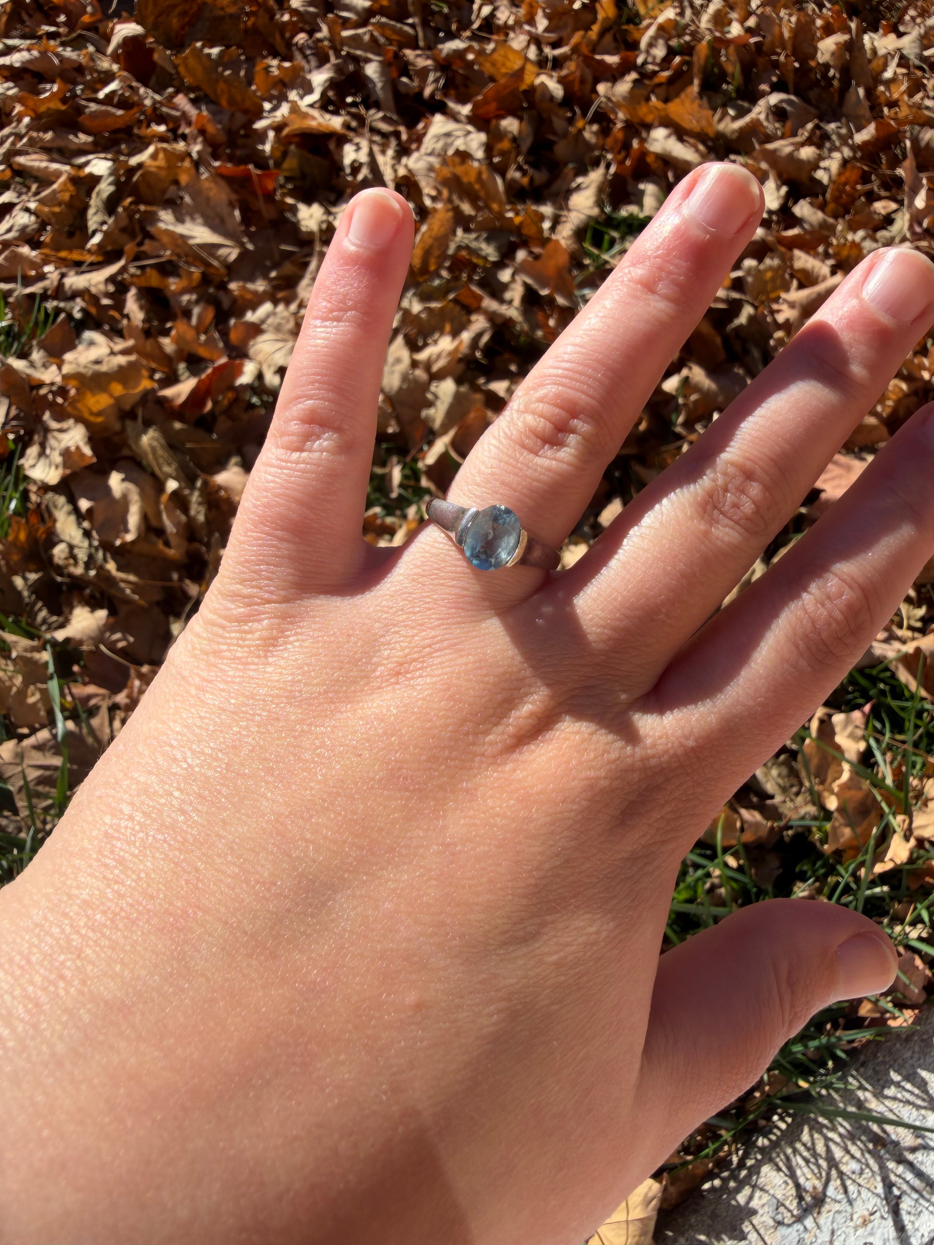 Vintage 925 Sterling Silver and Blue Topaz ring Size 9