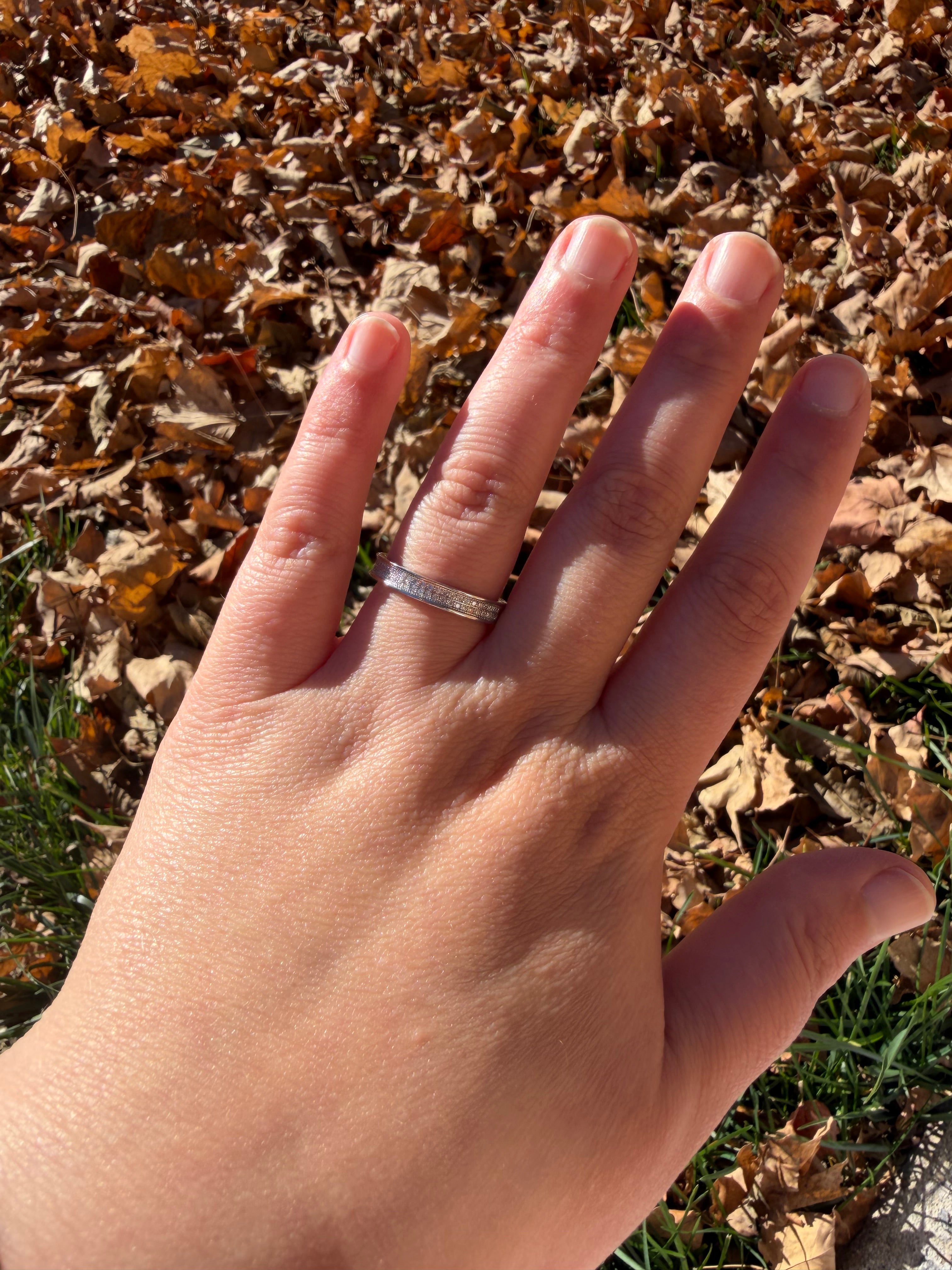 925 Sterling Silver and Moissanite Pave Style Eternity Ring size 9
