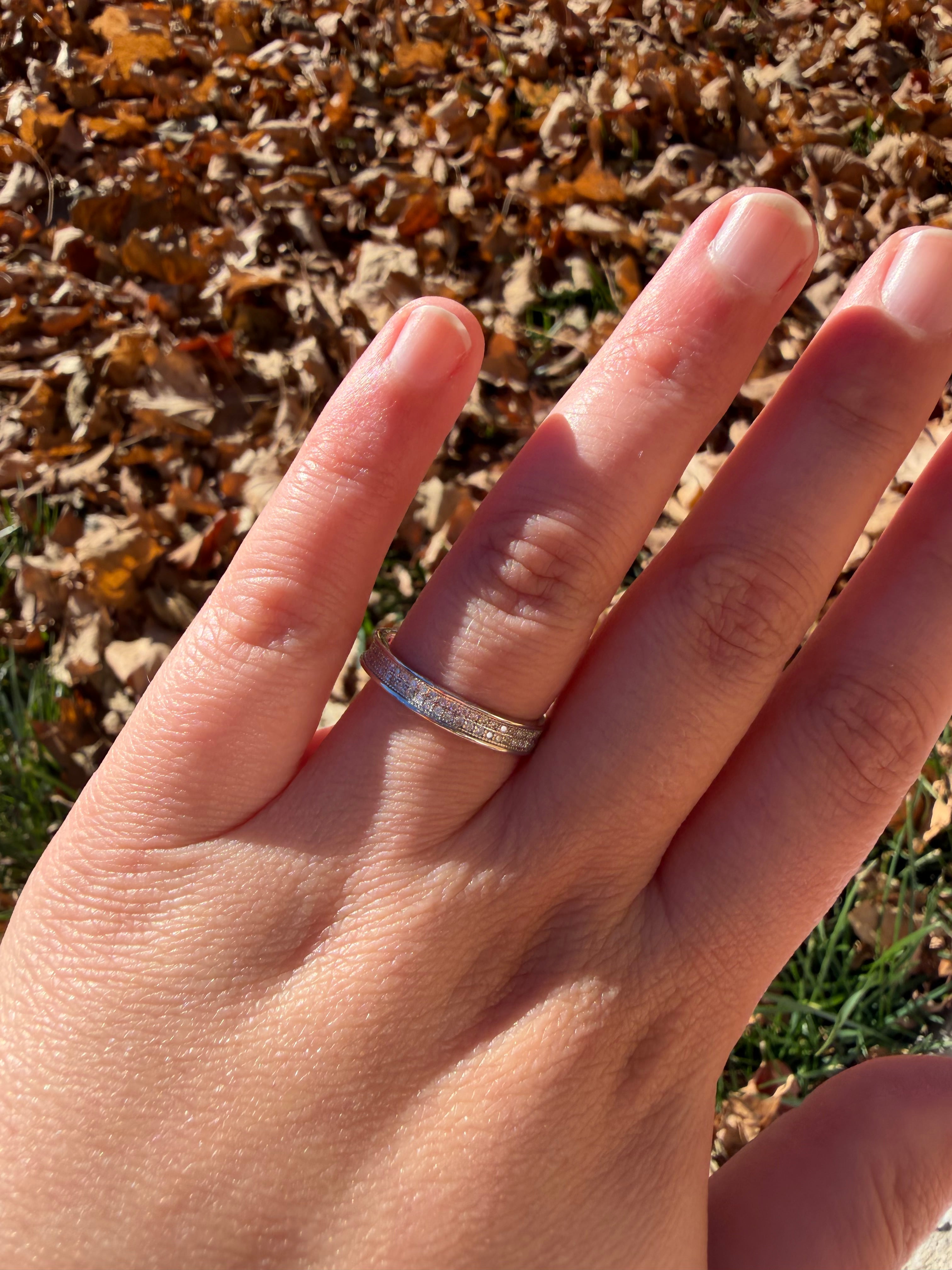 925 Sterling Silver and Moissanite Pave Style Eternity Ring size 9