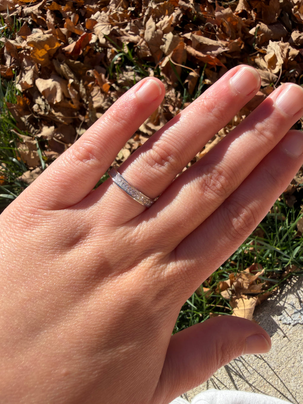 925 Sterling Silver and Moissanite Pave Style Eternity Ring size 9