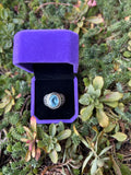 Vintage 925 Sterling Silver and Blue Topaz Ring w/ Thick Band size 6